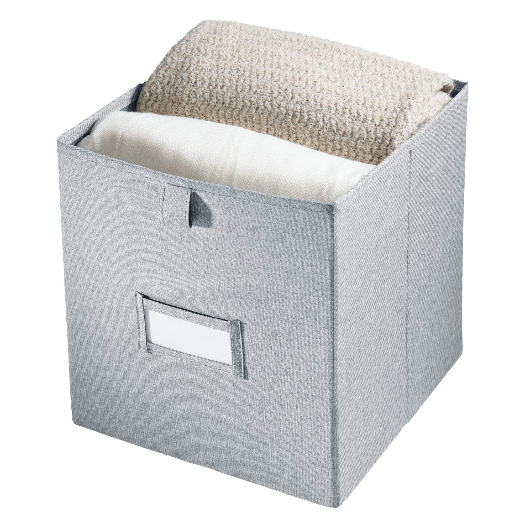 iDesign Codi Open Fabric Storage Cube for Bedroom, Mudroom, Living Room, 11 Inches - Gray