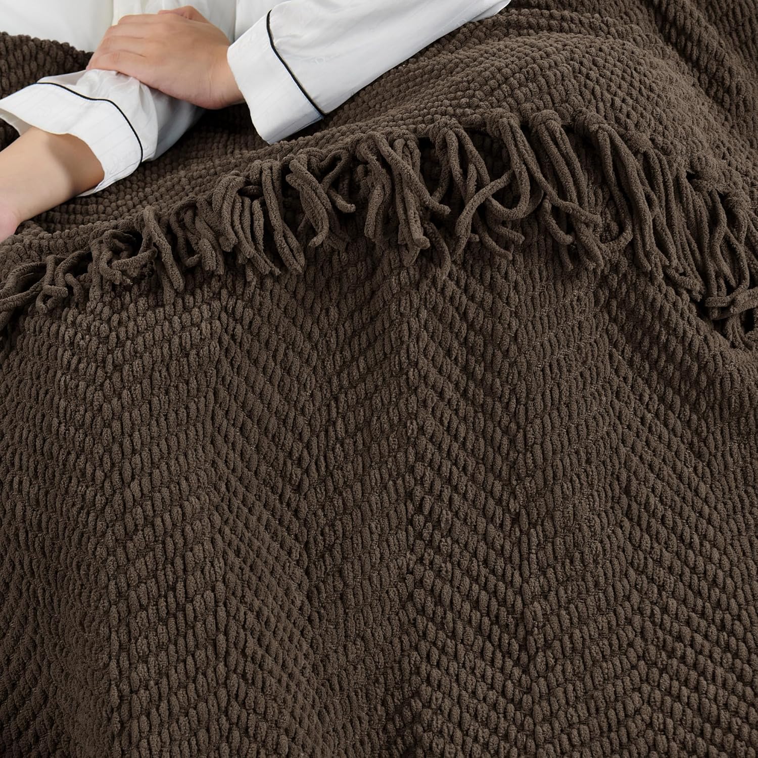 Home Soft Things Brown Throw Blanket Knitted Tweed Throw 50'' x 60'', Seal Brown, Super Soft Cozy Warm Comfortable Breathable Throw for Living Room Chair Couch Bed Sofa Bedroom Home Décor