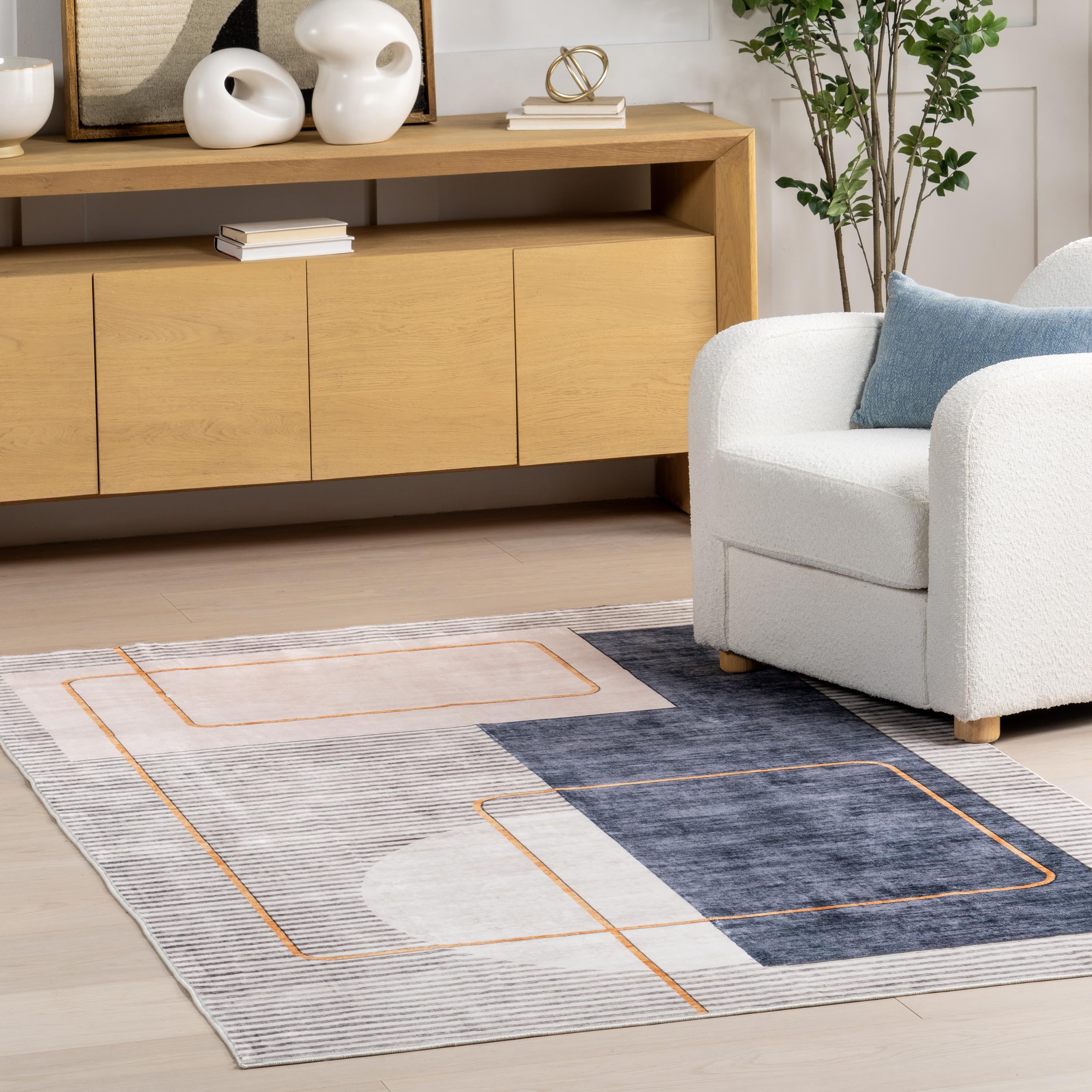 Tapis moderne abstrait nuLOOM Maja 1,2 x 1,8 m tapis de qualité supérieure lavable