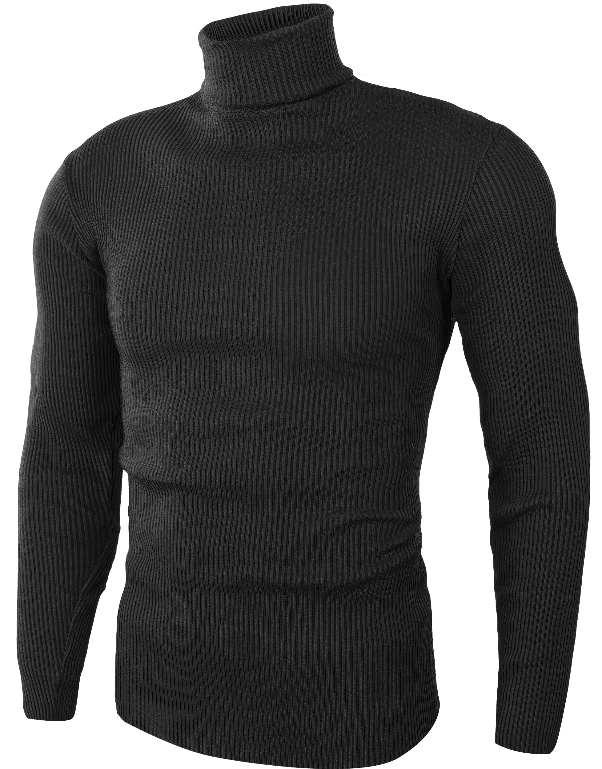 NY ThreadsMens Ribbed Turtleneck Slim Fit Pullover Casual Long Sleeves Basic Top