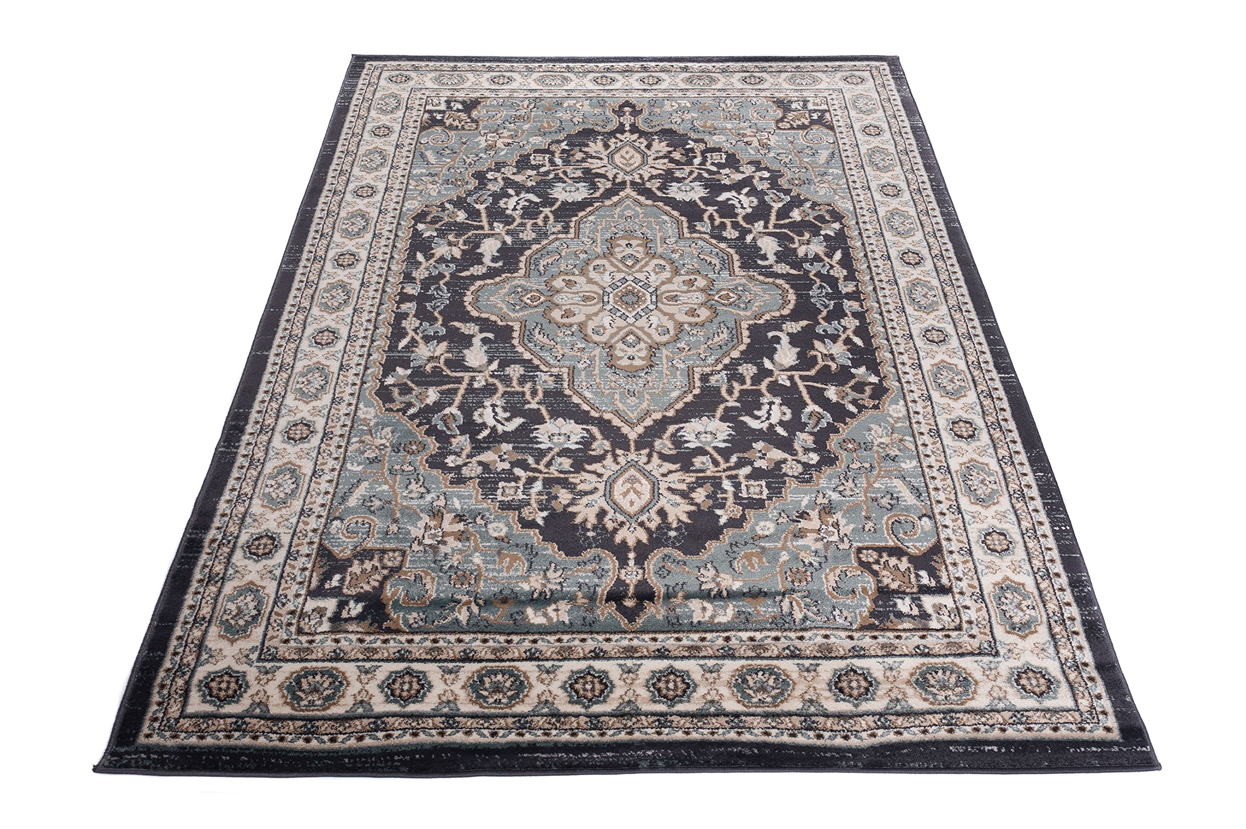 Carpeto Grand Tapis Couloir 180x250cm Noir Anthracite Classique Doux