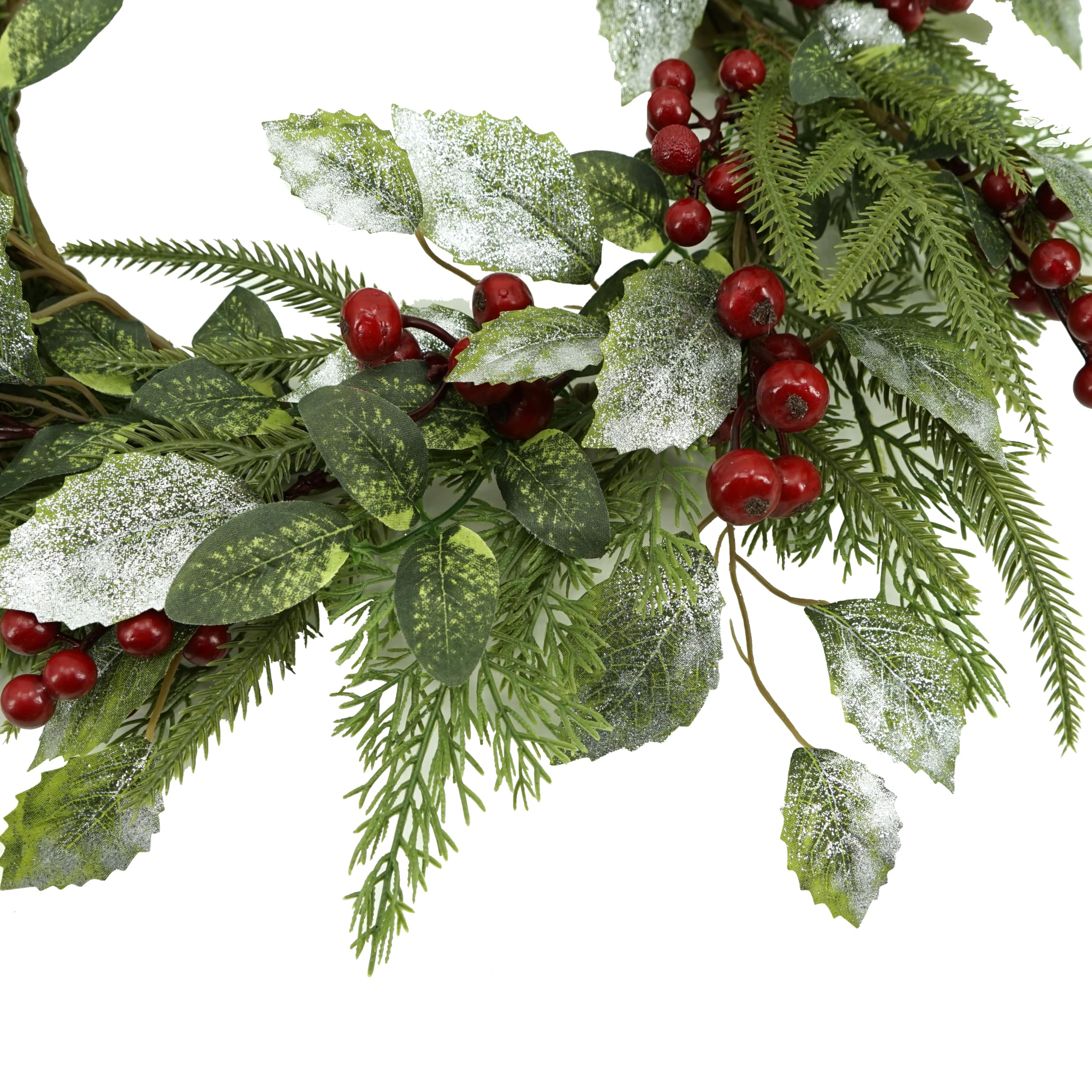 KORSMV Christmas Wreath for Front Door Winter Wreath with Green Pine Needle with red Berry for Front Door Indoor Outdoor Farmhouse Festival Home Decor