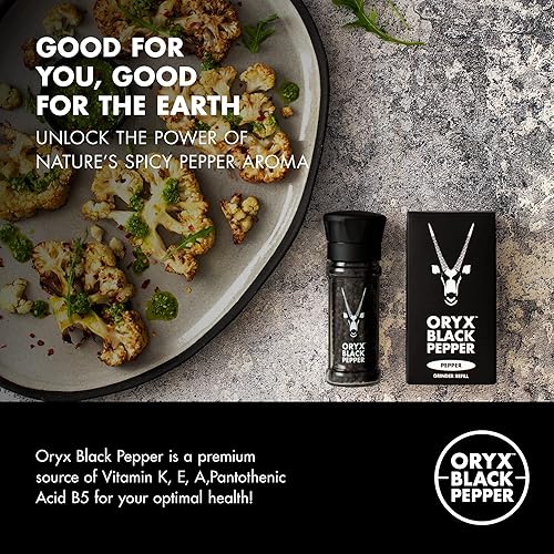 Miniatura 8 de Oryx - Molinillo de pimienta negra y caja de repuesto de pimienta negra y pimienta negra  Molinillo de pimienta de cerámica recargable  granos de