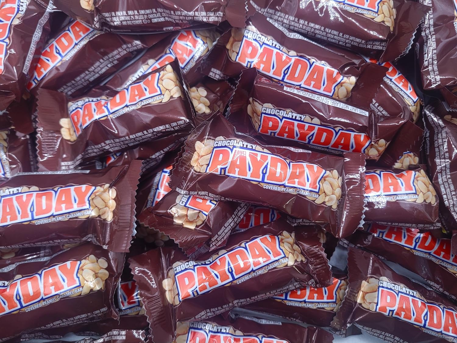 Pay-Day Peanut Caramel Bars - Snack Size Candy Bar - 3 lb Pounds Individually Wrapped Covered Peanut Caramel Bars