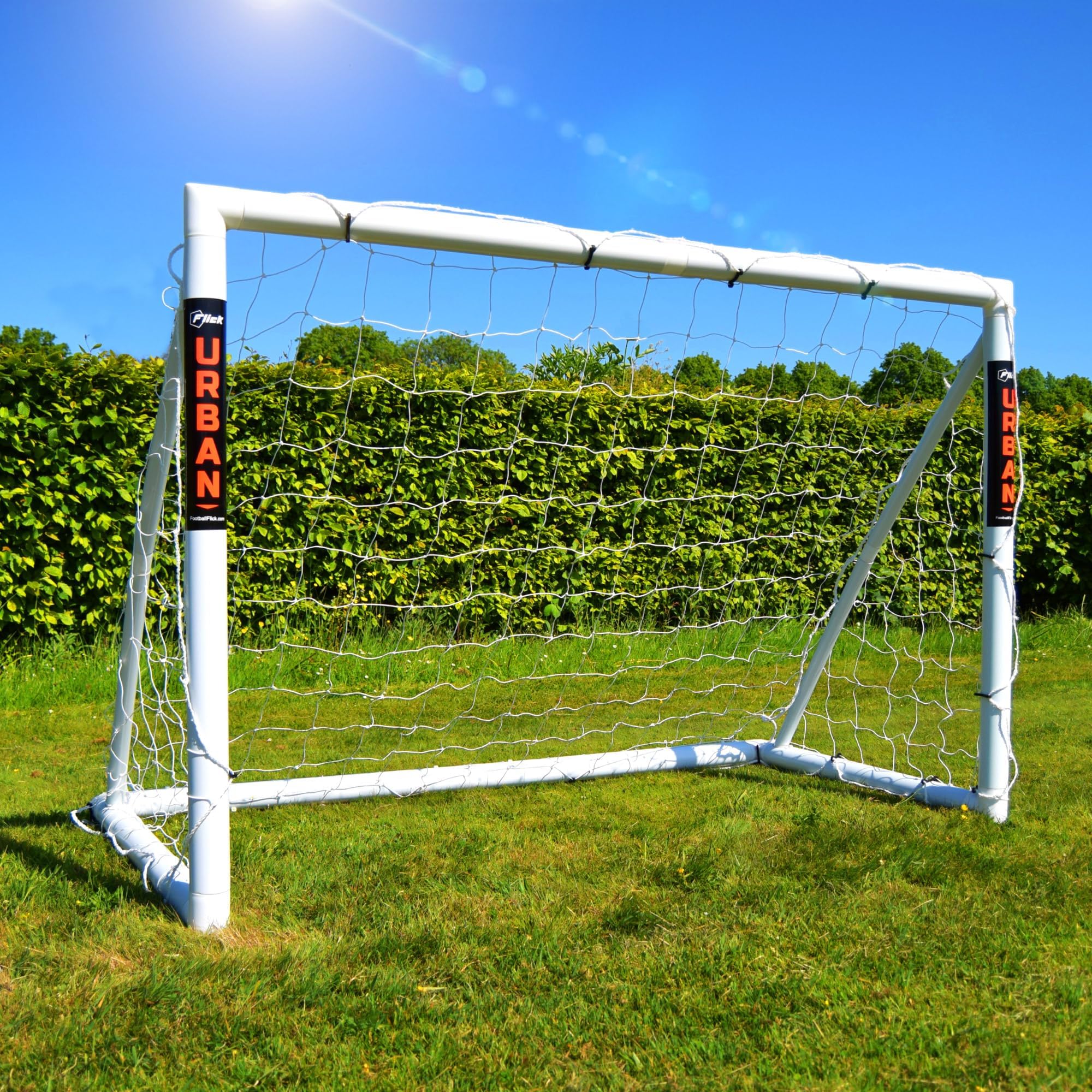 Football Flick Amazon Exclusive Goal - All weather - 70mm Extra thick uPVC - goal for gardens, Integrated locking system, 4 (6x4, 8x4, 8x6, 12x6)