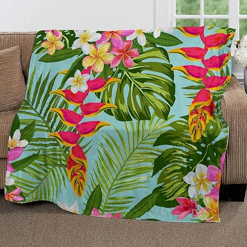 Miniatura 2 de Winter Fall Throw Blanket for Couch 60" x 80", Colorful Botanical Flower Print Cozy Flannel Fleece Blanket Throw, Soft Throw Blanket for Bed or Bed