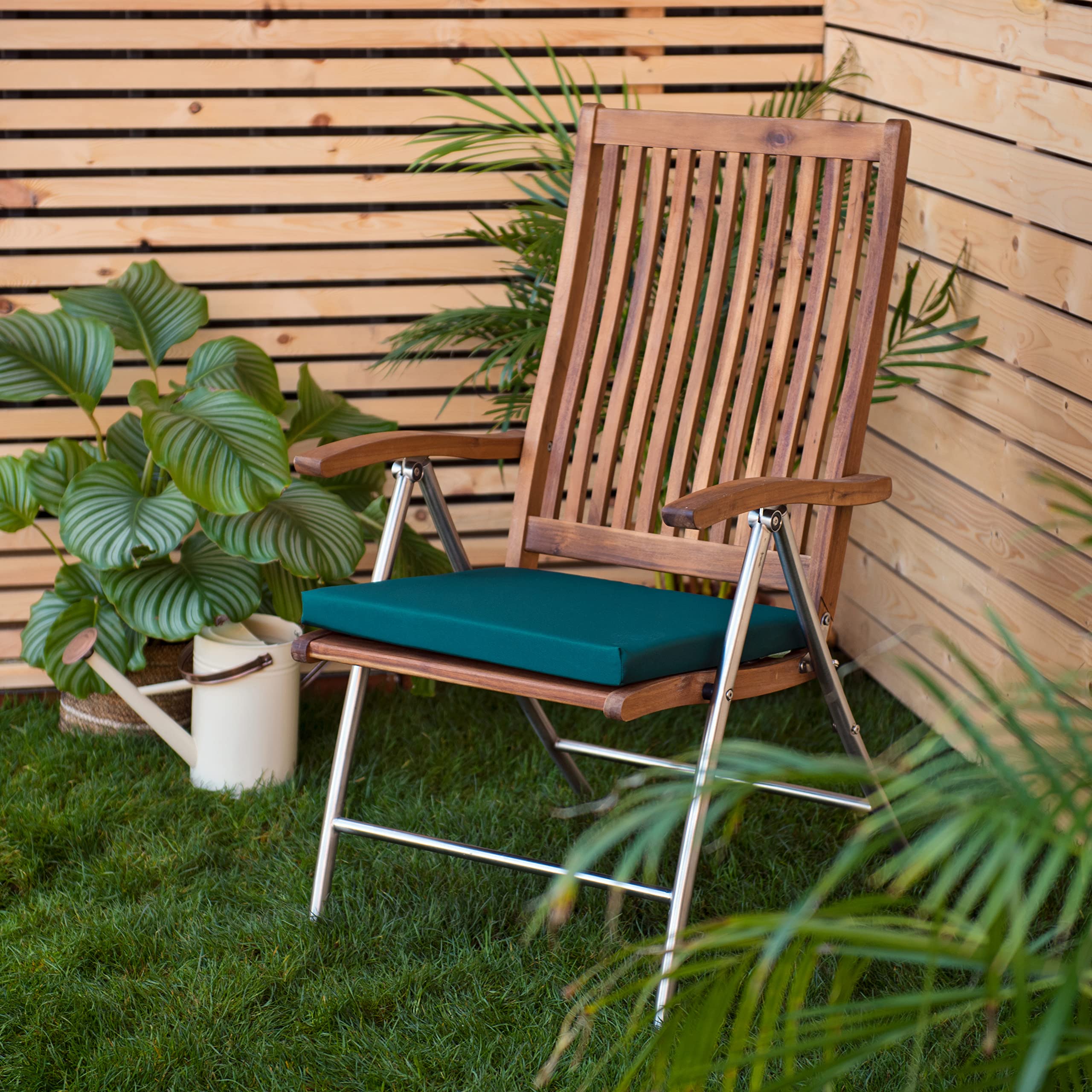 Gardenista Garden Coussin de siège de Chaise Slip Free | Hypoallergénique | Résistant à l'eau | Coussin épais avec des Attaches sécurisées pour Utilisation intérieure et extérieure | (Vert, 6)
