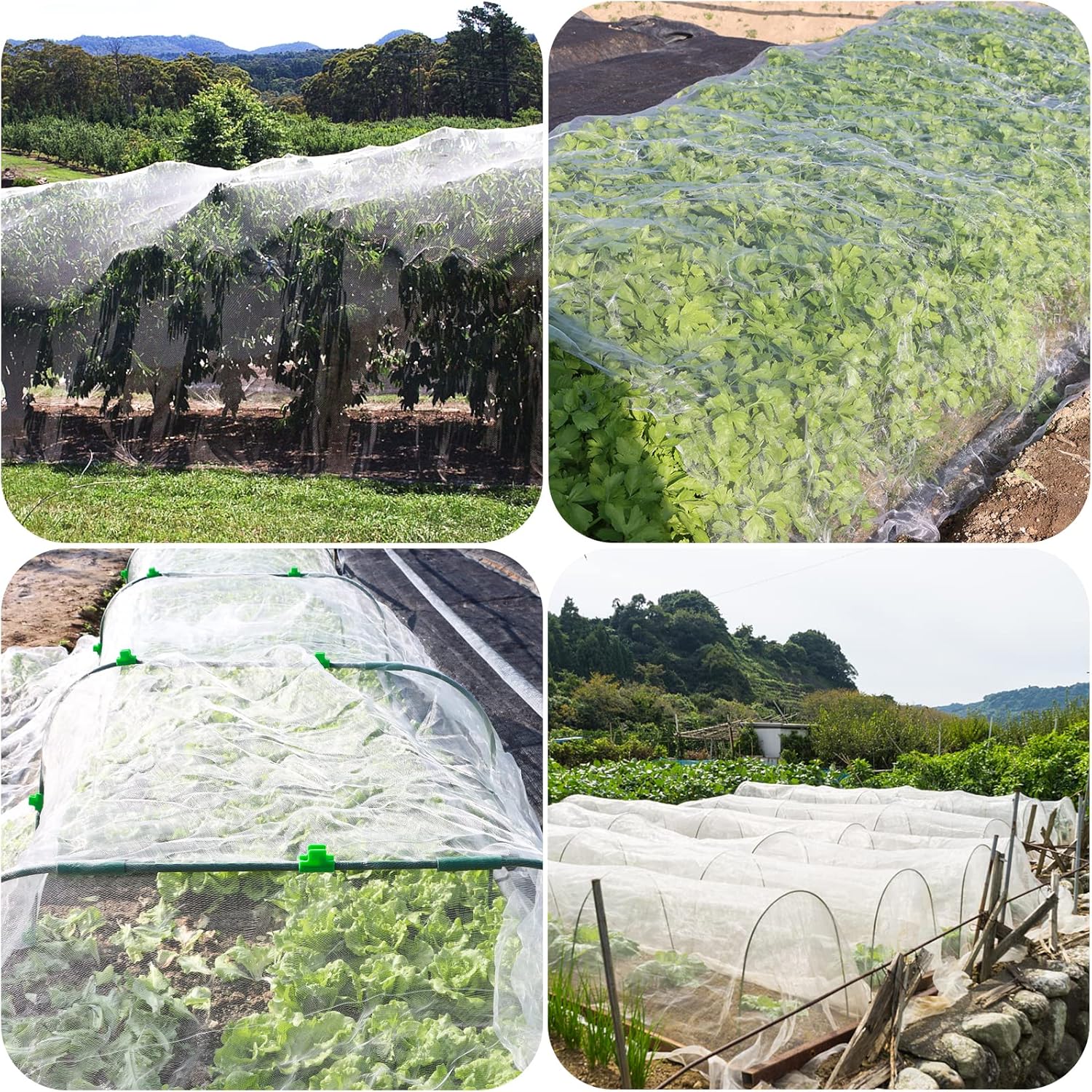 Garden Netting Kit 10×30 FT Ultra Fine Mesh Plant Protection Cover with 6 Sets Garden Hoops & 36 Clips, Garden Netting for Raised Beds, Physical Pest Barrier Netting for Vegetable Gardens & Row Covers