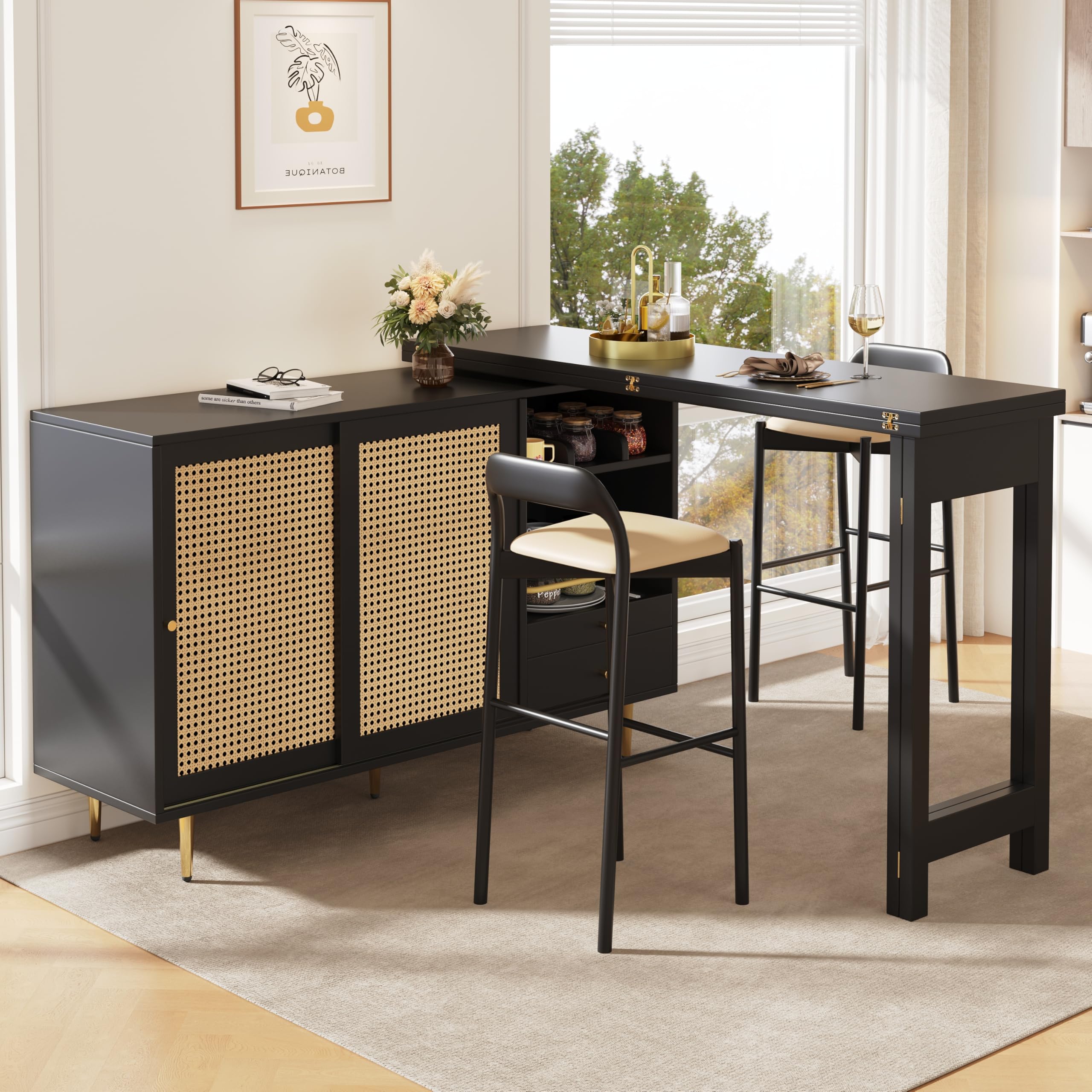 Table haute pivotante et extensible pour optimiser votre coin salle à manger
