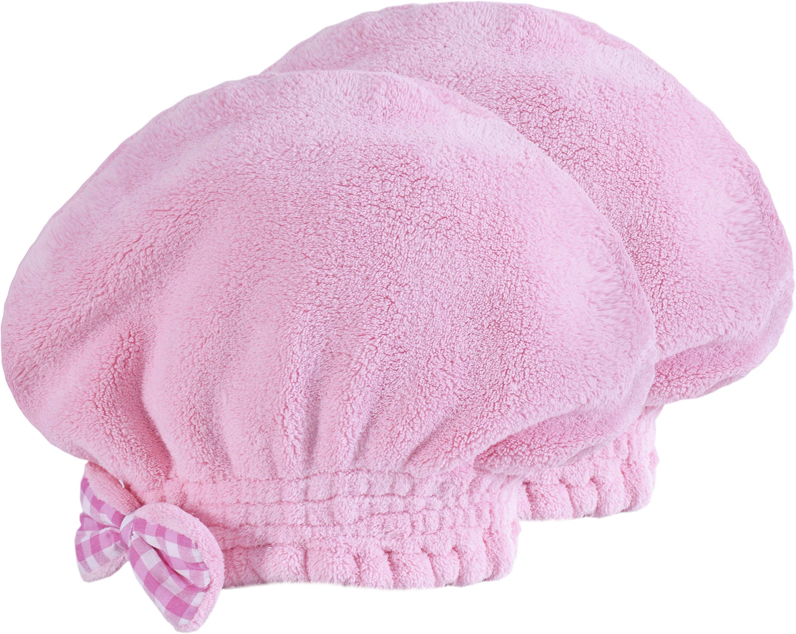 SOFTOWN Microfiber Hair Drying Towel Wrap Super Absorbent for Women with Short Hair, Pink, 2 Pack, 9 x 12 inch