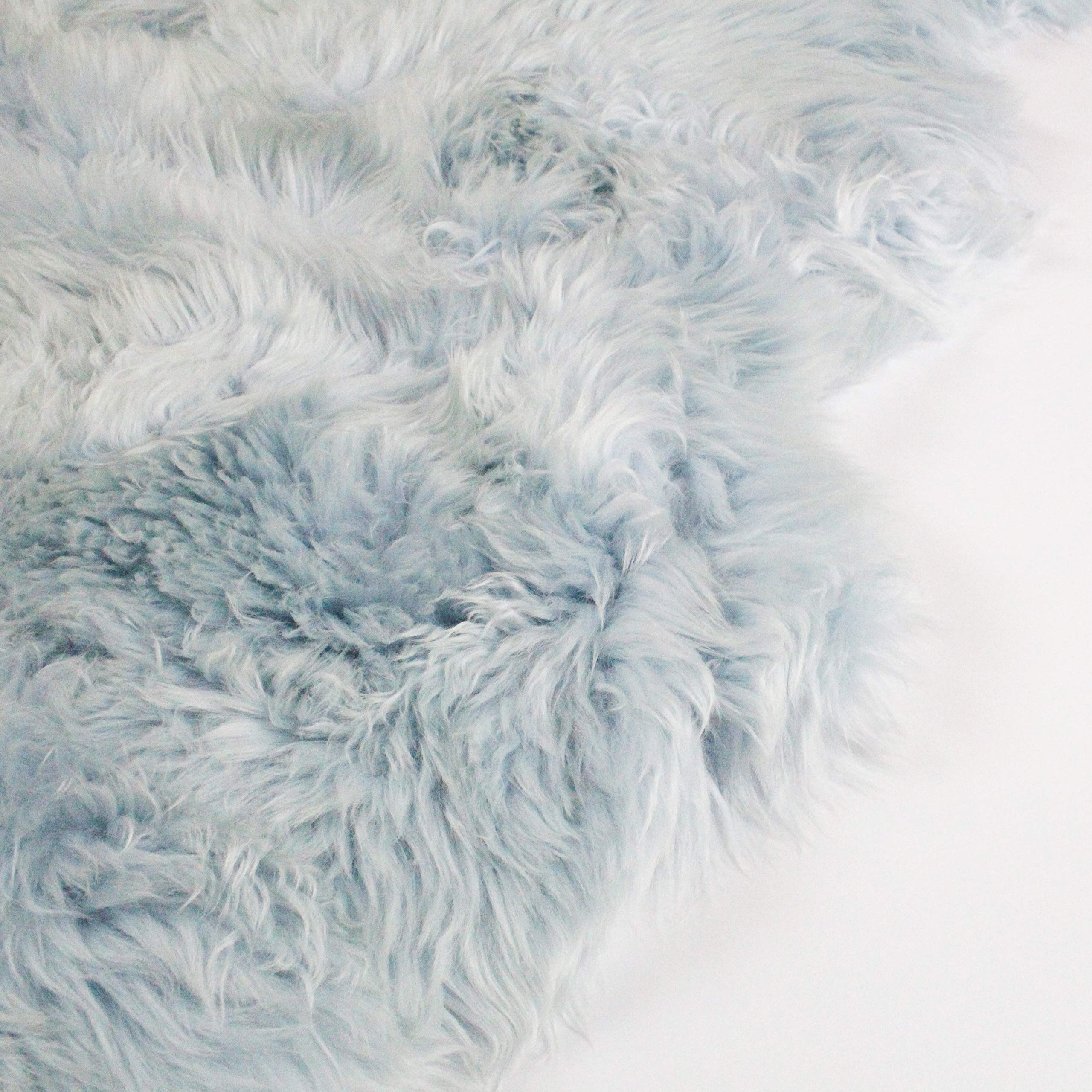 Sheepskin Rug Genuine Real Wool Fur, Luxury New Zealand Pelts, Natural Silky Soft Lambs Skin, Thick & Fluffy, Large Chair Throw for Bedroom & Living Area, 4 x 6ft ICY Lagoon Light Blue