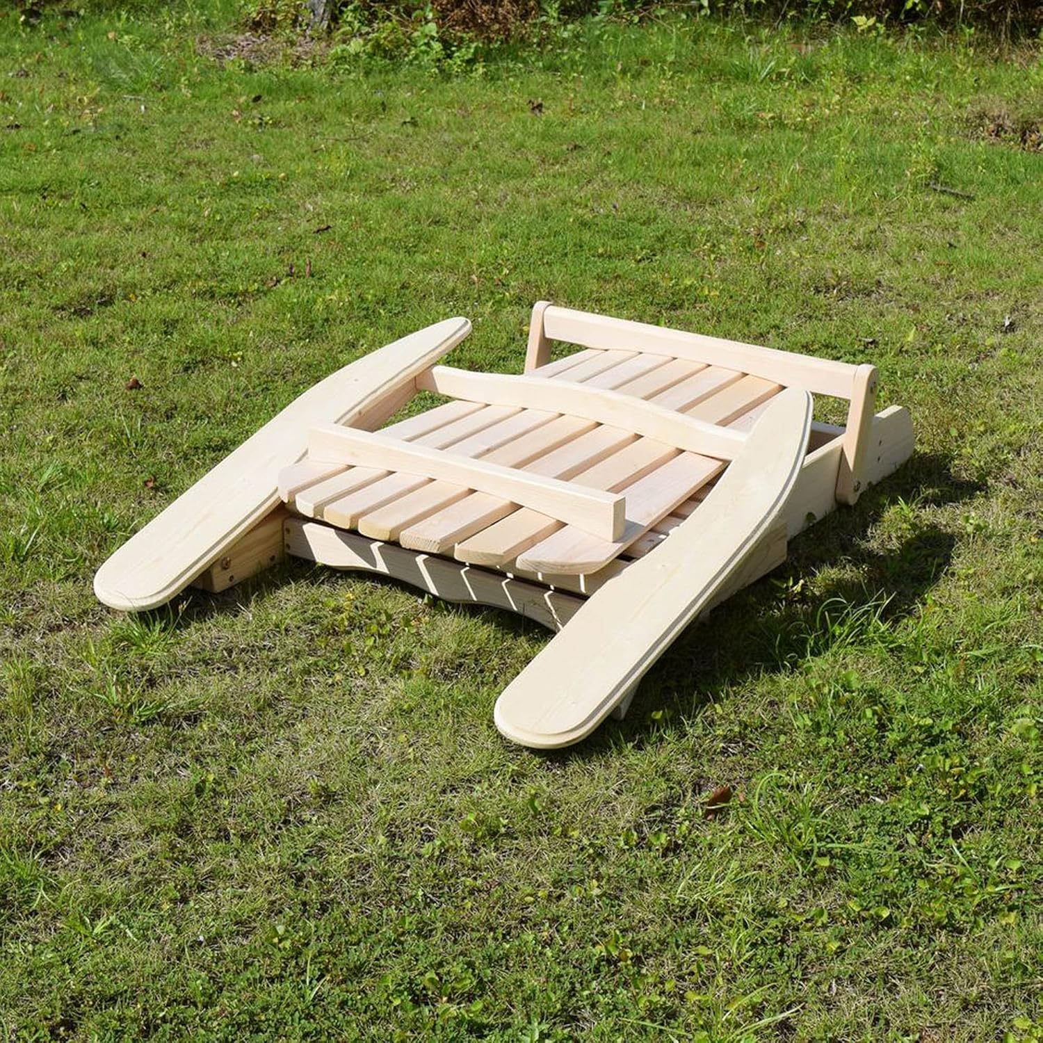 Merry Garden Foldable Wooden Adirondack Chair, Outdoor, Garden, Lawn, Deck Chair, Natural