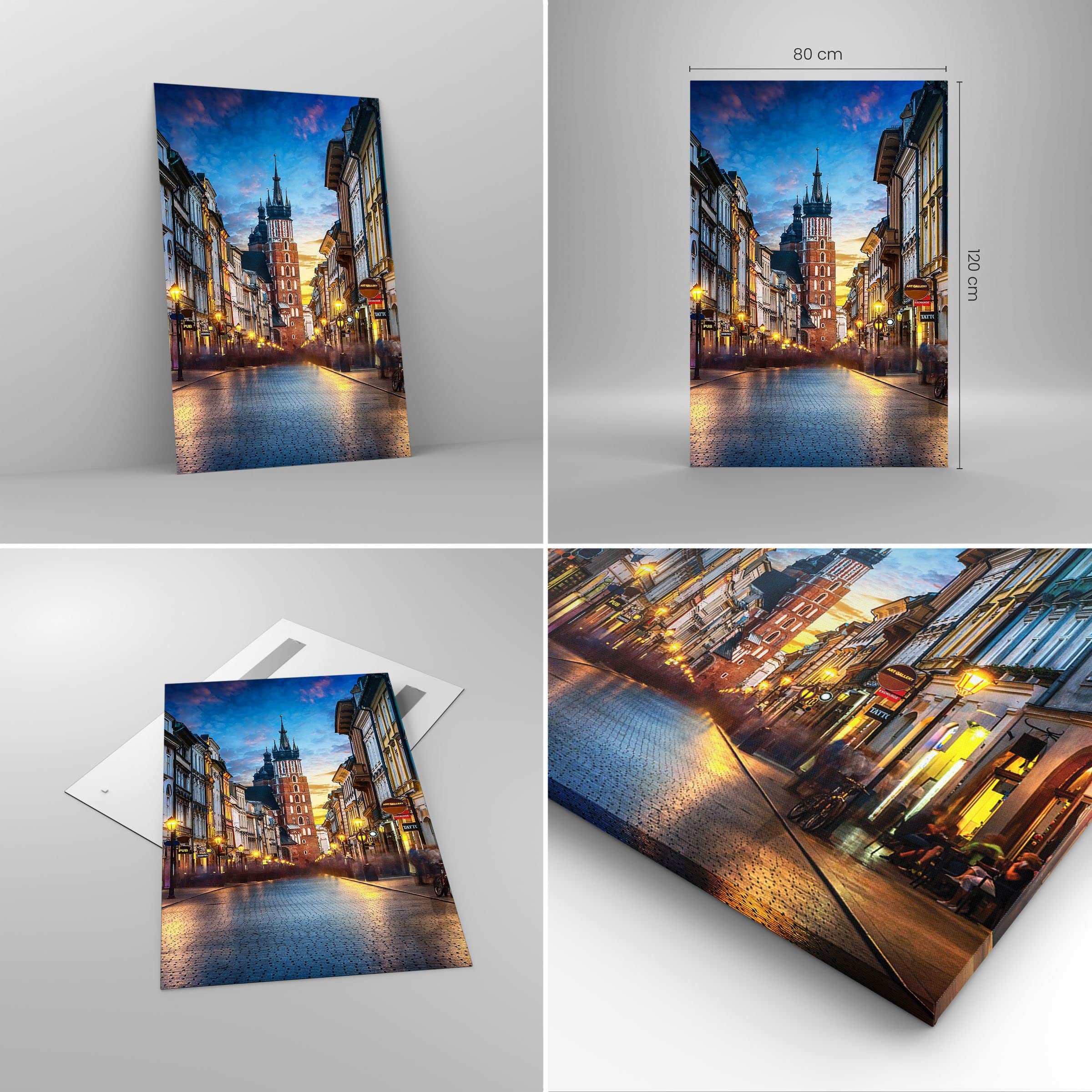 ARTTOR Cuadros Decoracion Salon Cracovia Iglesia Mariacki Lienzos Decorativos 160x85cm Cuadro Sobre Lienzo Moderno Dormitorio Cuadros Pared Tríptico 5 Piezas Wall Art Prints Grande XXL EA160x85-4722