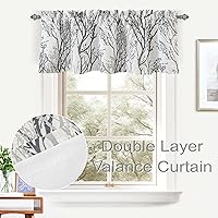 Vista 2 de DriftAway Cenefa con forro de lino de doble capa con aislamiento térmico para oscurecer la habitación, cenefas opacas de 3 pulgadas, bolsillo