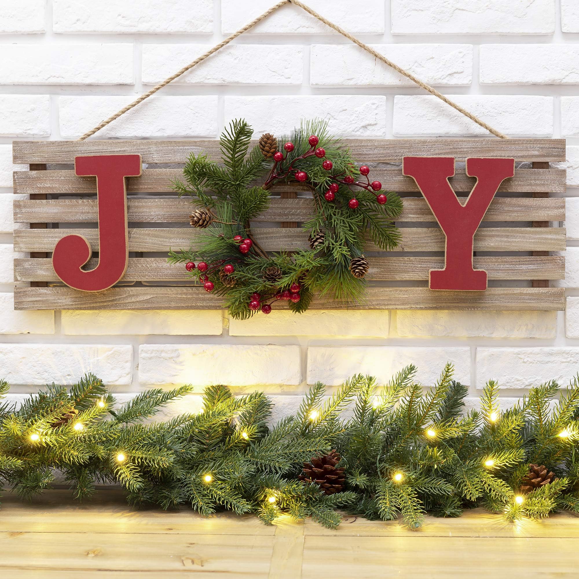 Glitzhome 29.9" L Wooden Christmas Joy Wall Decor Farmhouse Style Christmas Home Decor