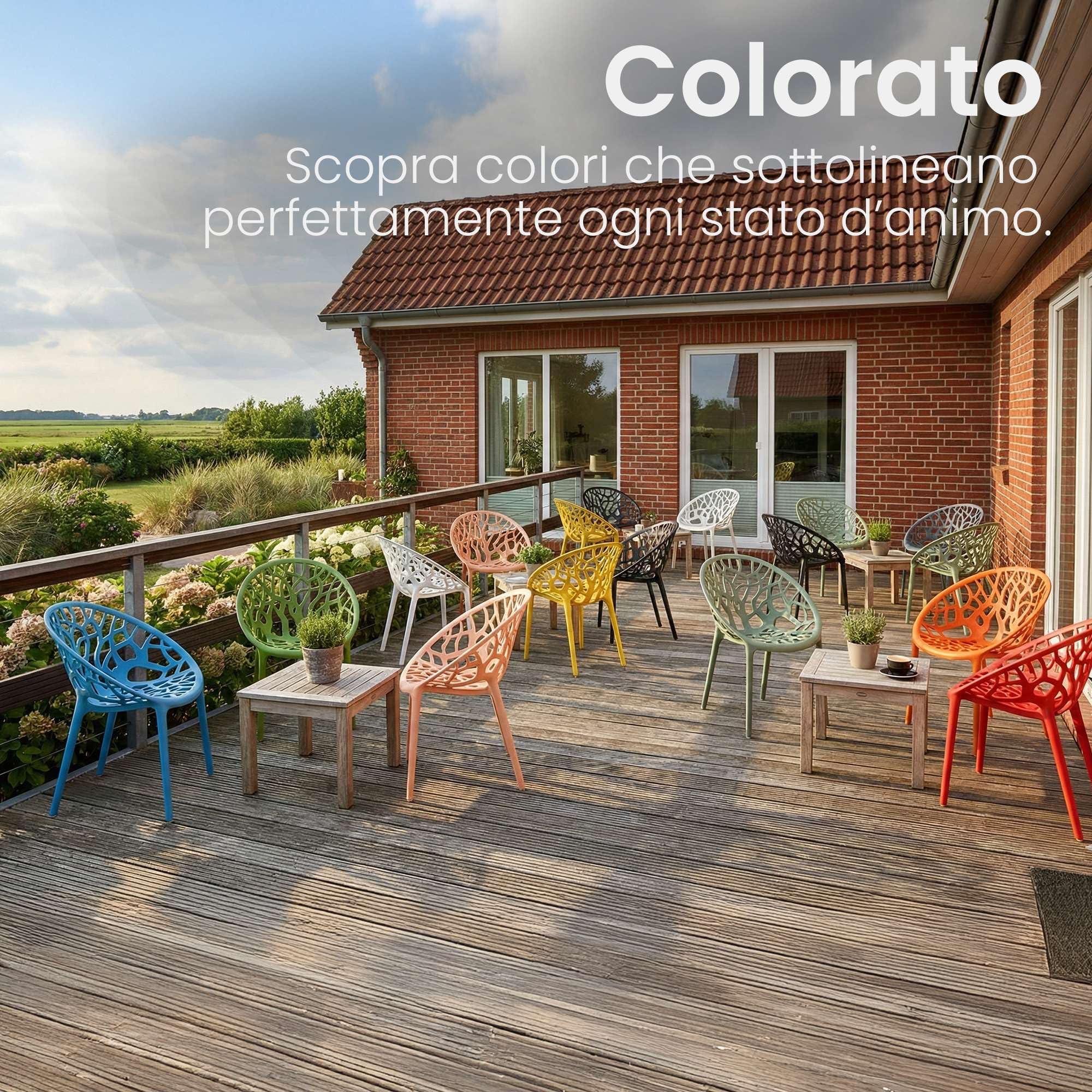 CLP Sedia da giardino Hope impilabile e resistente alle intemperie, poltroncina con schienale, plastica resistente ai raggi UV, fino a 150 kg Colore:crema