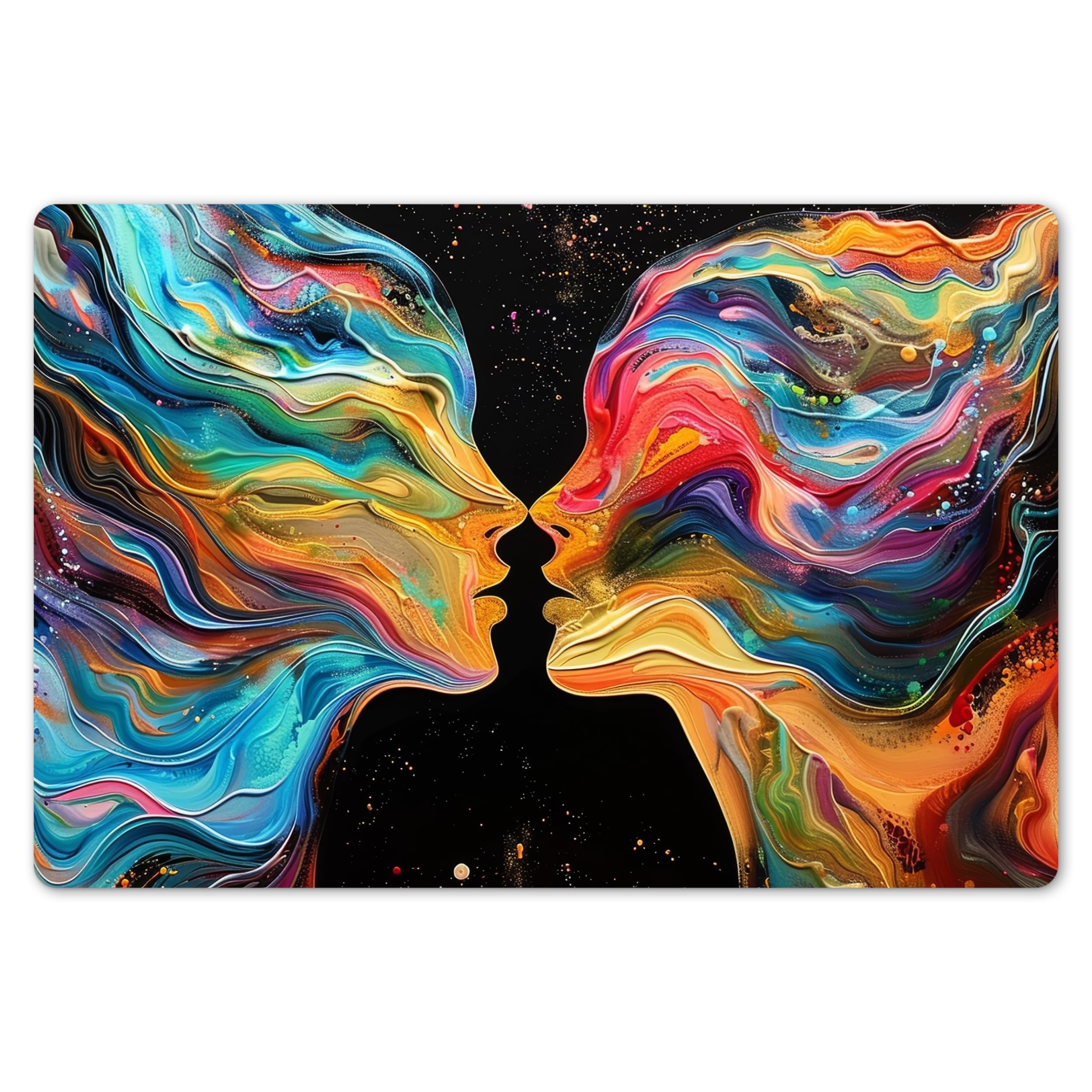 KitchenYeah© Dining Table Placemats 18"x12" / 45x30 cm Wipeable Placemat Small Place Mats Set Of 6 Non Stick Mat Dinning Matts Anti Slip Art - Colorful - Woman - Abstract - Faces