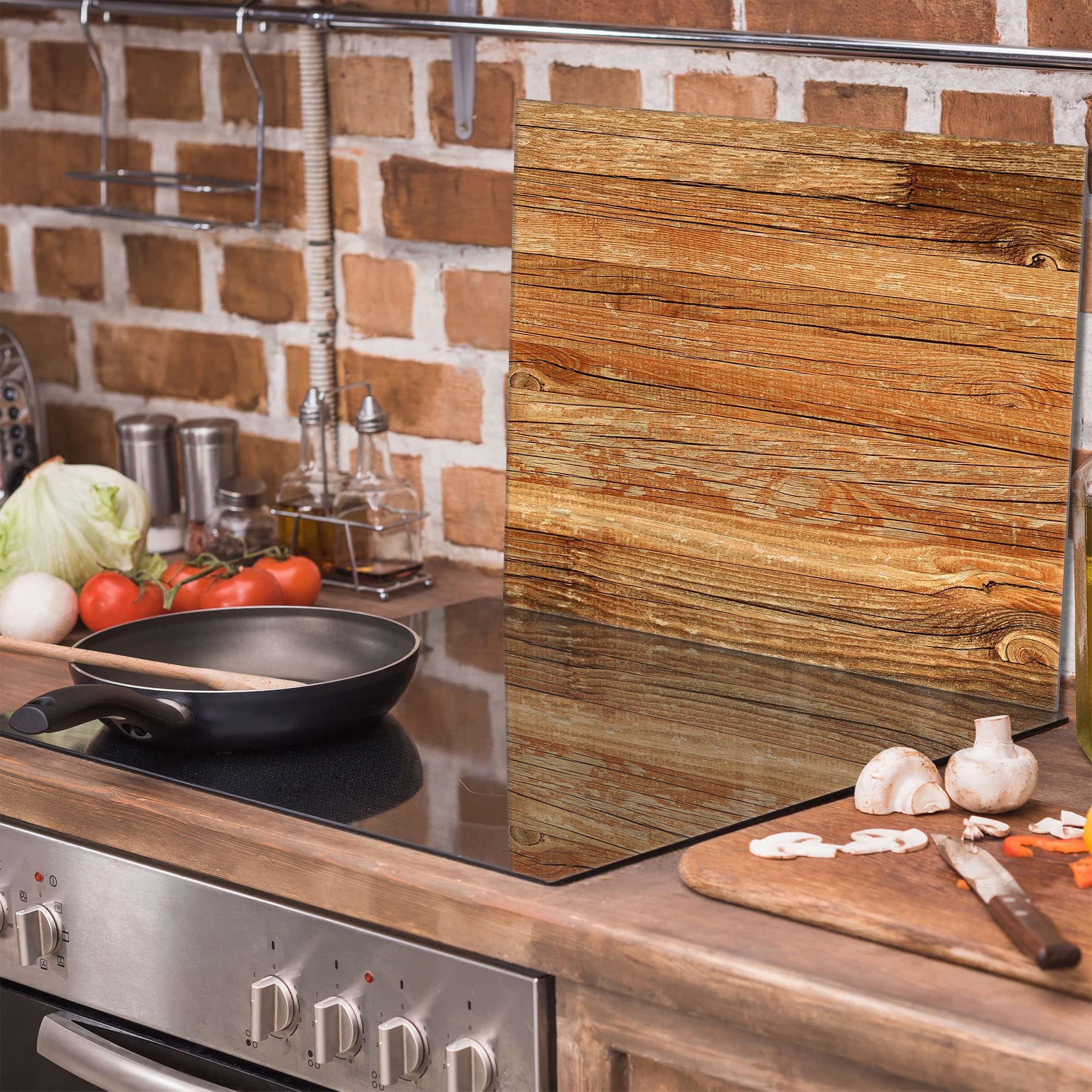 DarHaus Fornuis afdekplaat afdekking keramische kookplaat afdekplaat snijplank 1-delig 60x52 inductie, spatbescherming glasplaat keramische kookplaat bescherming kookplaat snijplank, LAVENDEL