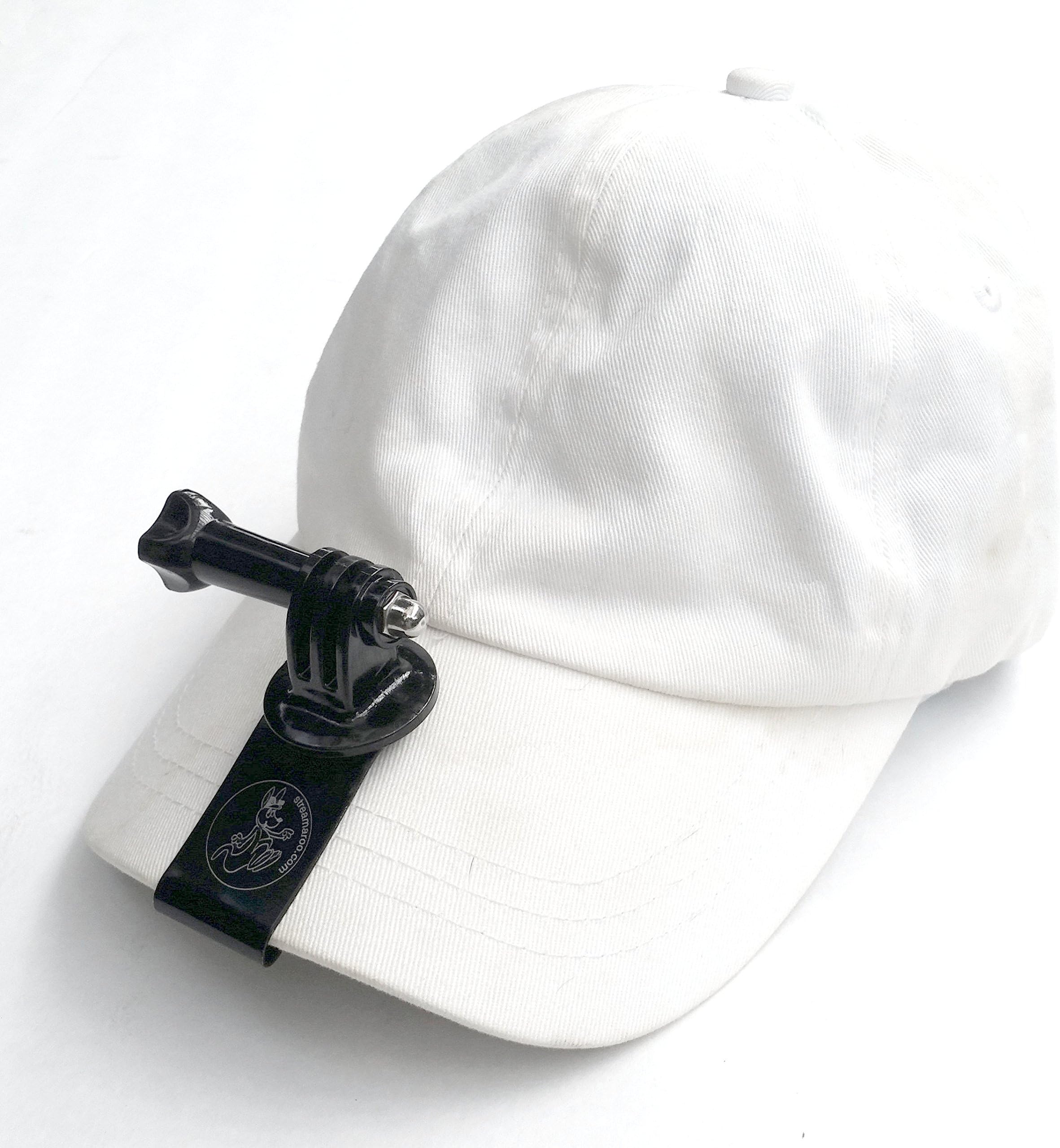 Hat Mount Compatible with GoPros and Action Cameras. Slides onto Ballcap, No Straps on Your Head. The Simple, Elegant Solution for Low-Impact Activities.