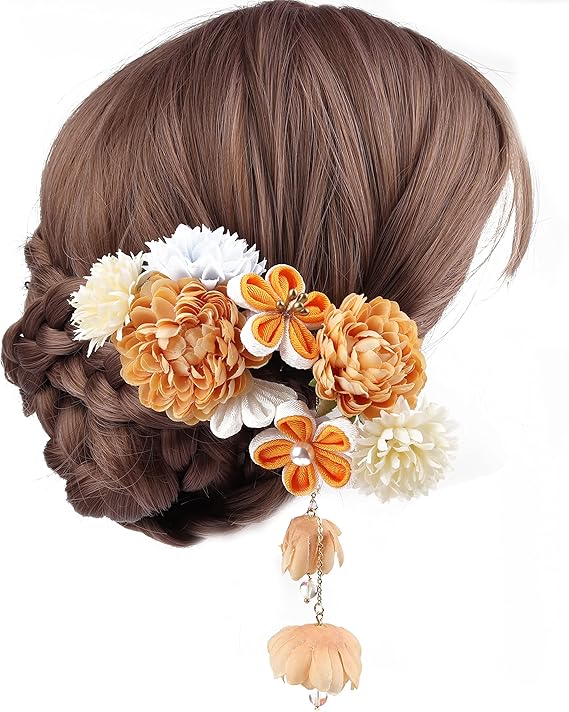 Amazon Co Jp 和風 和装 髪飾り 花 ドライフラワー 成人式髪飾り 造花 ヘアアクセサリー ヘアクリップ フラワー 髪留め 着物 浴衣 卒業式 結婚式 和装小物 黄 ファッション