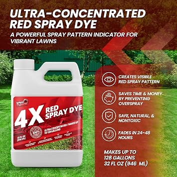 4X Red Spray Dye, Ultra Concentrated Formula for Accurate Coverage, 32oz