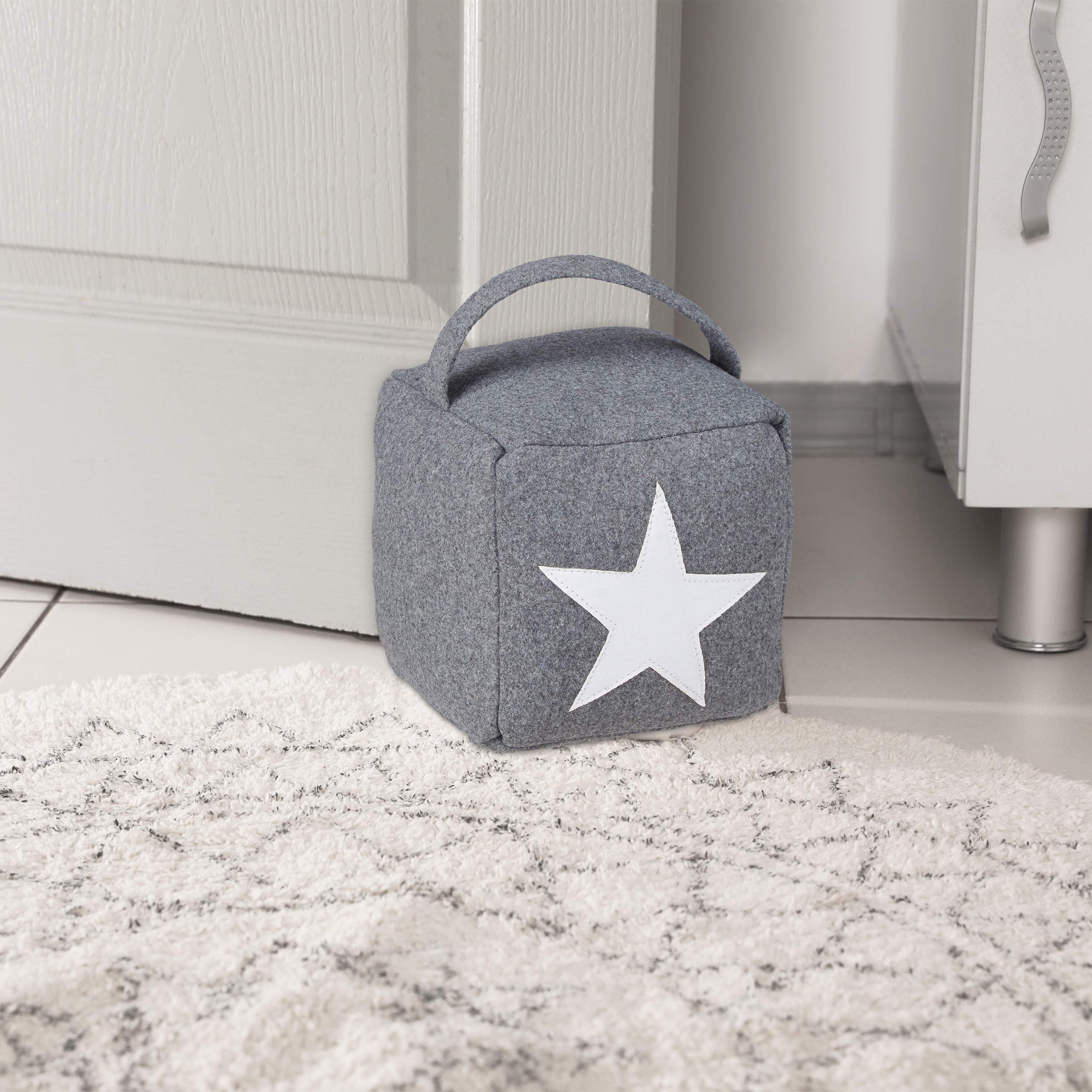 Set di 6 fermaporta a forma di stella, in tessuto, con maniglia, decorativo, 20 x 15 x 15 cm, grigio