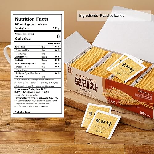 Miniatura 2 de Nokchawon Té de cebada tostada - Té de grano tradicional coreano sin cafeína, 100 bolsas de té, 4.23 onzas