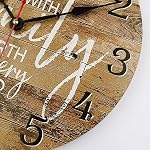 Lafocuse 12 Inch Silent Wooden Farmhouse Brown Family Wall Clocks for Home Decor, Vintage Kitchen Clock for Living Room, Horloge Murale Decorative, Rustic Battery Operated Wall Clock for Bedroom