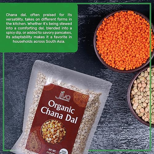 Miniatura 3 de Jiva Organics Organic Chana Dal - Bolsa de 4 libras, india, sin OMG, vegana, no irradiada