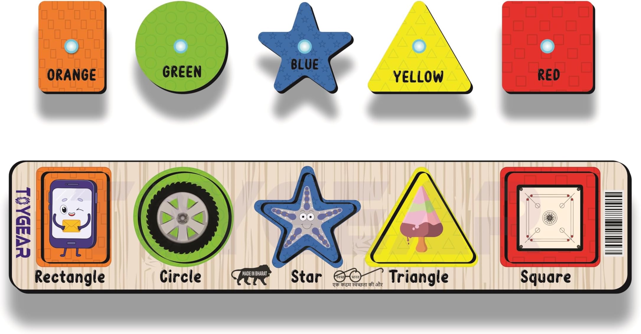 - Educational Preschool Toddler Toys for 1 to Old Boys Girls Shape Color Recognition Geometric Board Blocks Stack Sort Chunky Puzzles Kids 5 Pieces, Multicolor