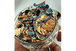 JINRUISI Gilding Flakes Variegated Gold Foils Leaf Flakes for Gilding Art Decoration (Gold Green)