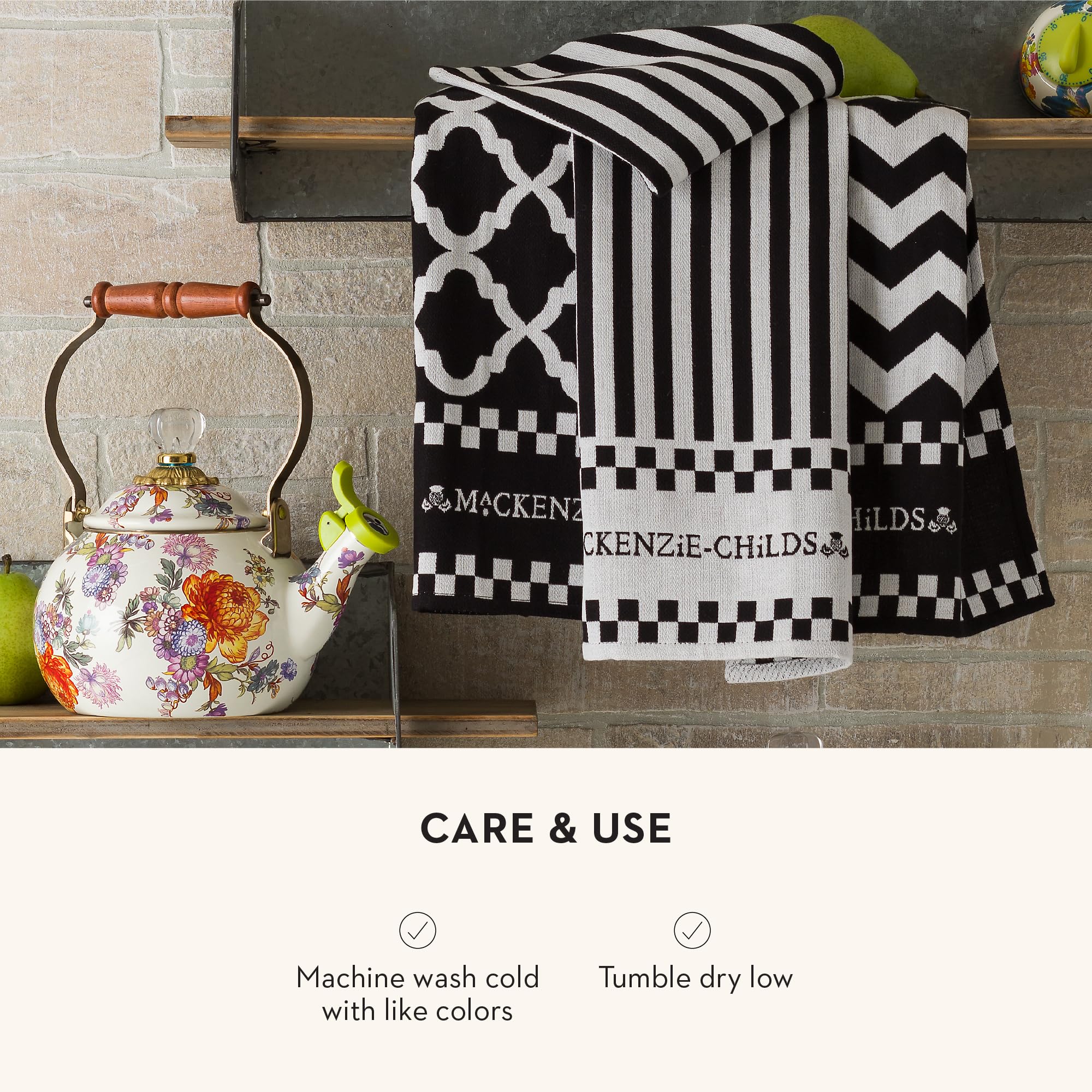 MACKENZIE-CHILDS Set of 3 Cotton Dish Towels Decorative Kitchen Towels Black-and-White Zig Zag product thumbnail 7