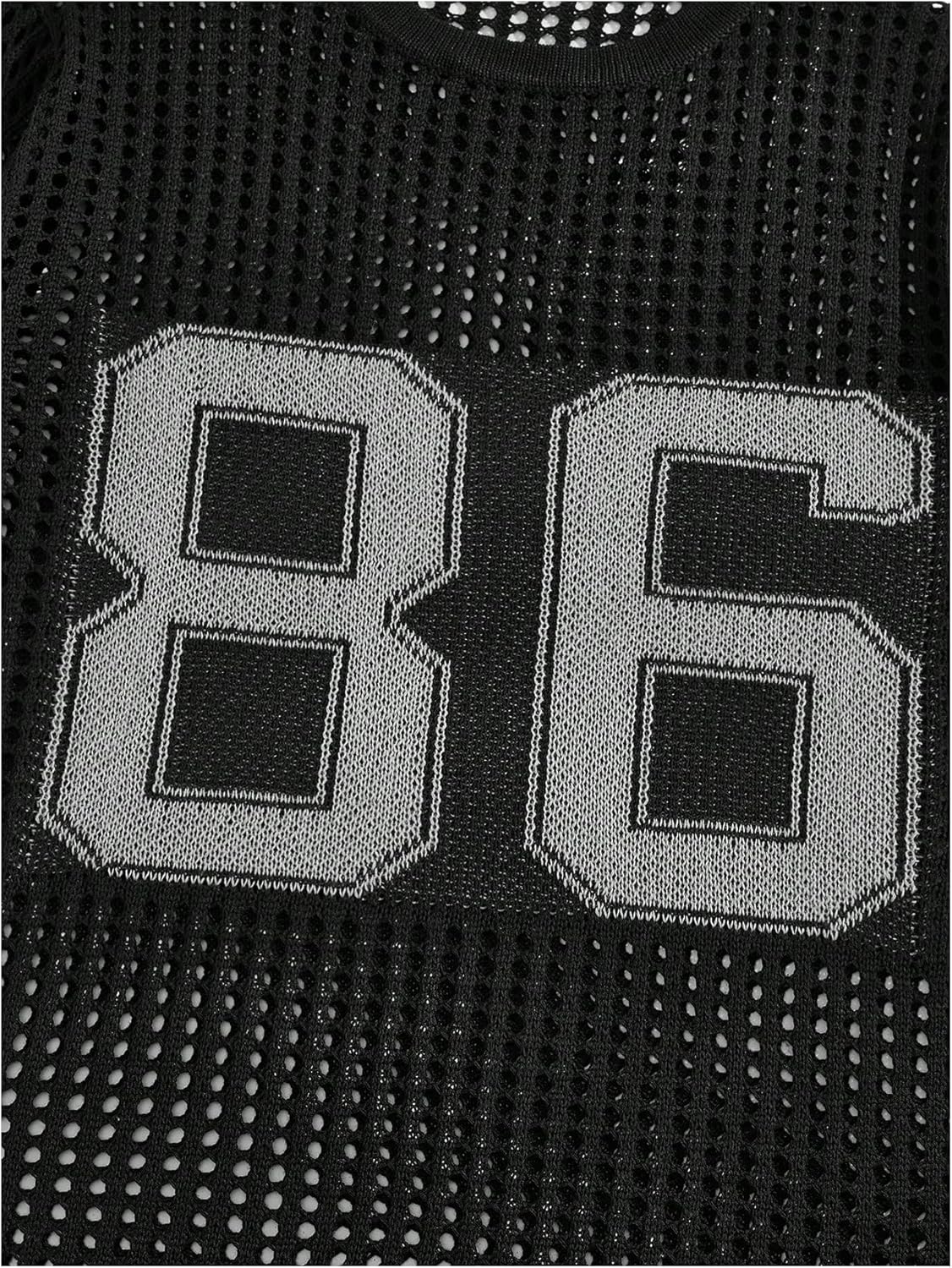 Verdusa Men's Jersey Shirt Y2k Tops Baggy Crochet Short Sleeve Letter Print Vintage Lightweight Pullover Sweater - Image 5