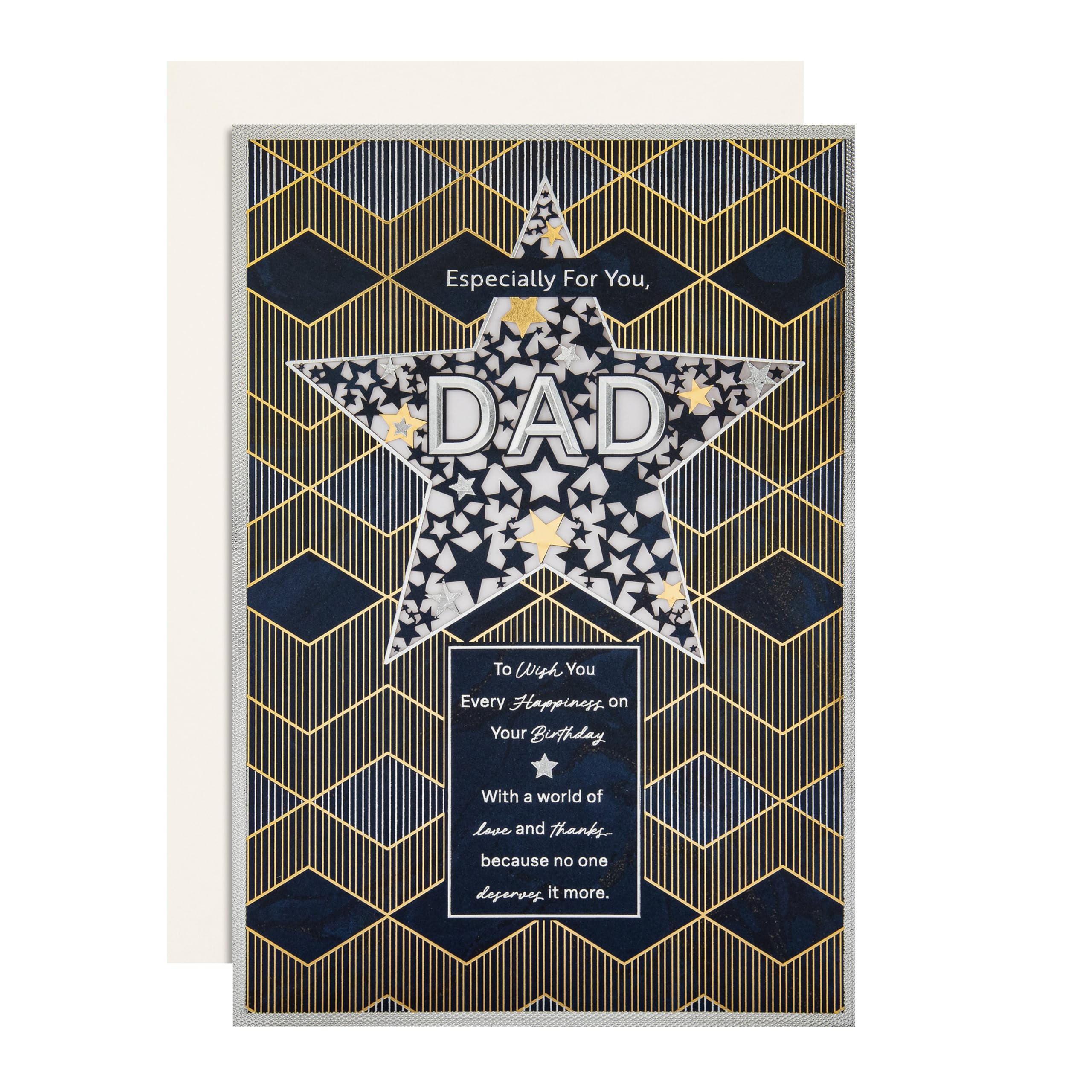 Hallmark Birthday Card for Dad, Dark Pattern with Star Design, Blue