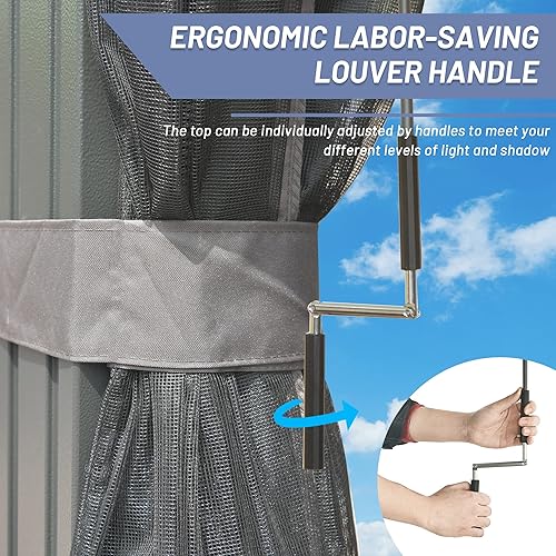 Miniatura 6 de Domi - Pergola con listones de 12 x 20 pies, pérgola de aluminio para exteriores, pérgola de patio con techo ajustable, pérgola de metal con