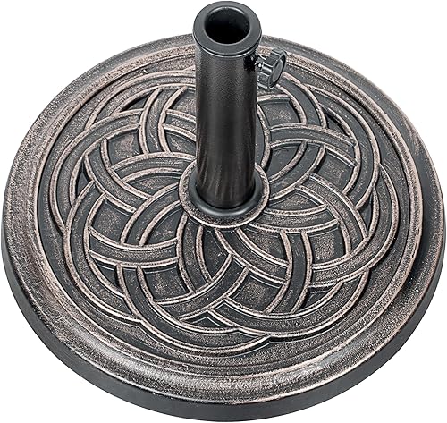 YSSOA Base de sombrilla de mercado de 24.2 libras de 17.72 pulgadas, soporte redondo resistente para patio al aire libre, terraza, césped, jardín,