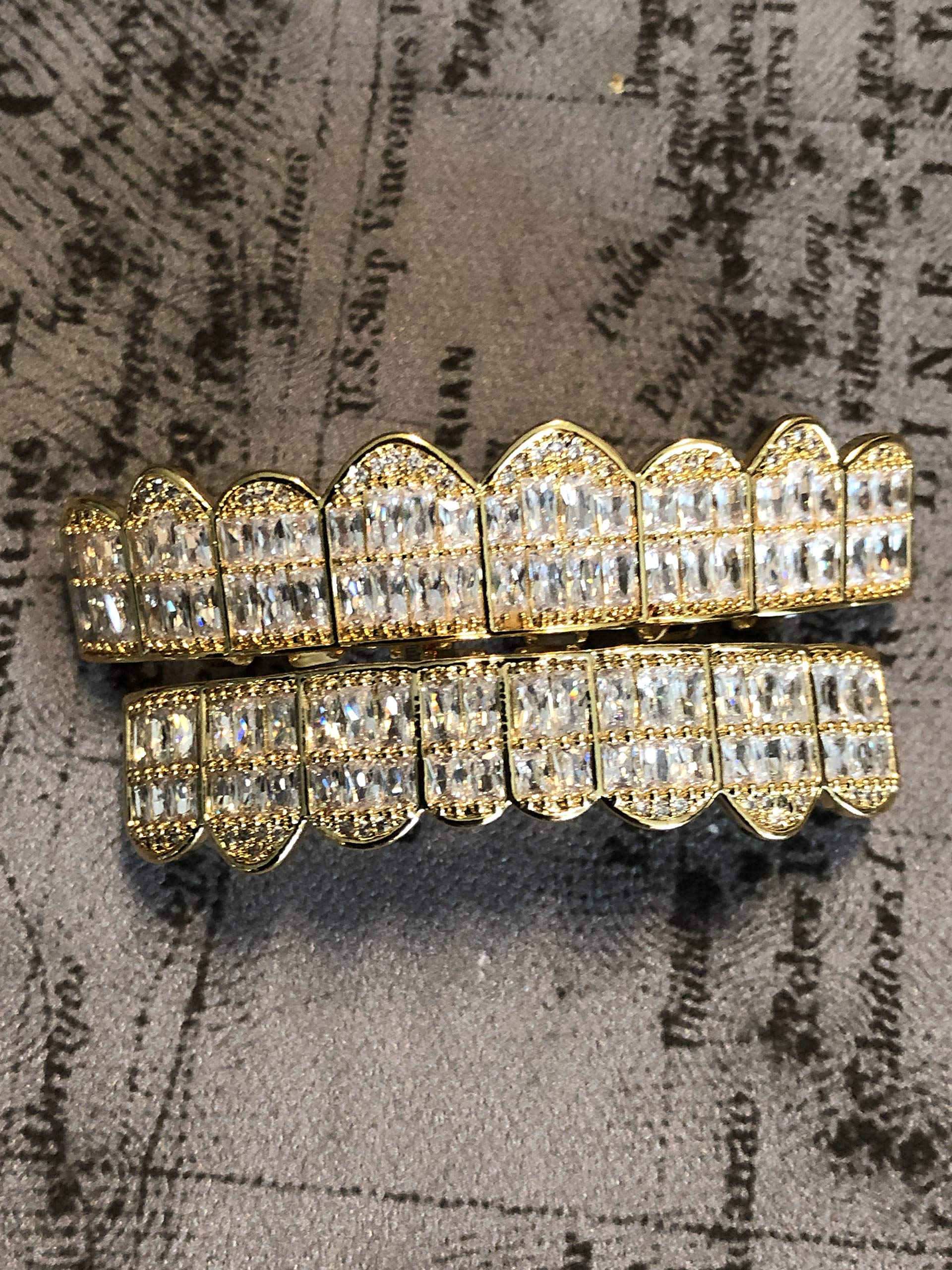 14k Plated Joker Gold Grillz for Mouth Top Bottom Hip Hop Teeth Grills