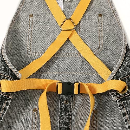 Miniatura 8 de Jeanerlor Delantal de herramientas de mezclilla para mujeres y hombres con correas cruzadas ajustables