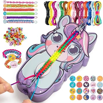 AONTESS Friendship Bracelet Making Kit for Girls Unicorn Bracelet Maker Tool with Beads, String & Tutorial Cards - DIY Jewelry Gift for Kids Ages 6 7 8 9 10 11 12, Birthday & Christmas