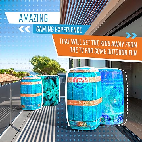 Miniatura 9 de Skywin Castillo inflable paquete de 2 + obstáculos (azul) para Play Wars, compatible con juegos de etiquetas láser, Blaster Wars, juguetes de