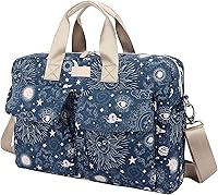 Vista 14 de Maletín de cuero PU para laptop, repelente al agua, multifuncional, bolsa de hombro para laptop de hasta 15.6 pulgadas (PU negro)