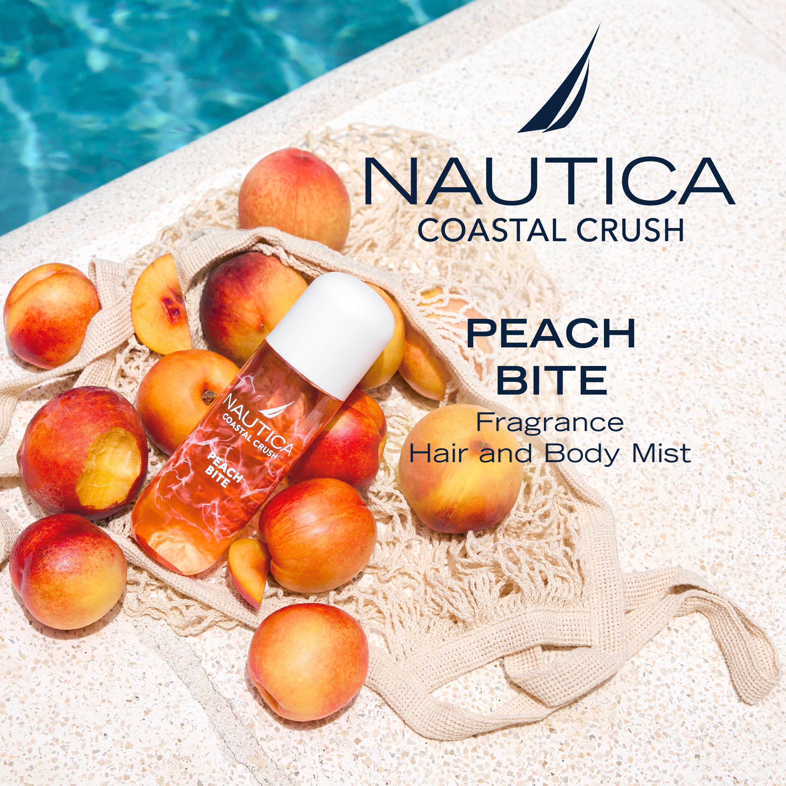 Nautica, Acqua profumata per il corpo Coastal Crush Peach Bite, Acqua profumata femminile per corpo e capelli dal profumo gourmand succoso fruttato, 236ml