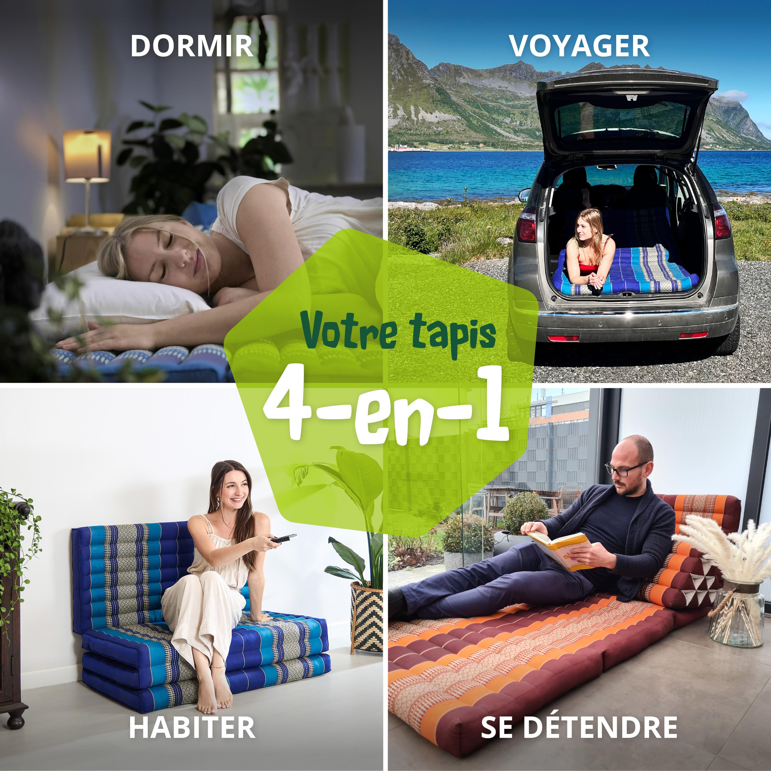 Livasia Matelas Pliable Durable en kapok - 200x110x8cm - Matelas d’invité Large, Matelas Pliable, Tapis de Yoga, Lit d’invité, Chaise Longue pour Le Jardin et Le Balcon (Bleu)