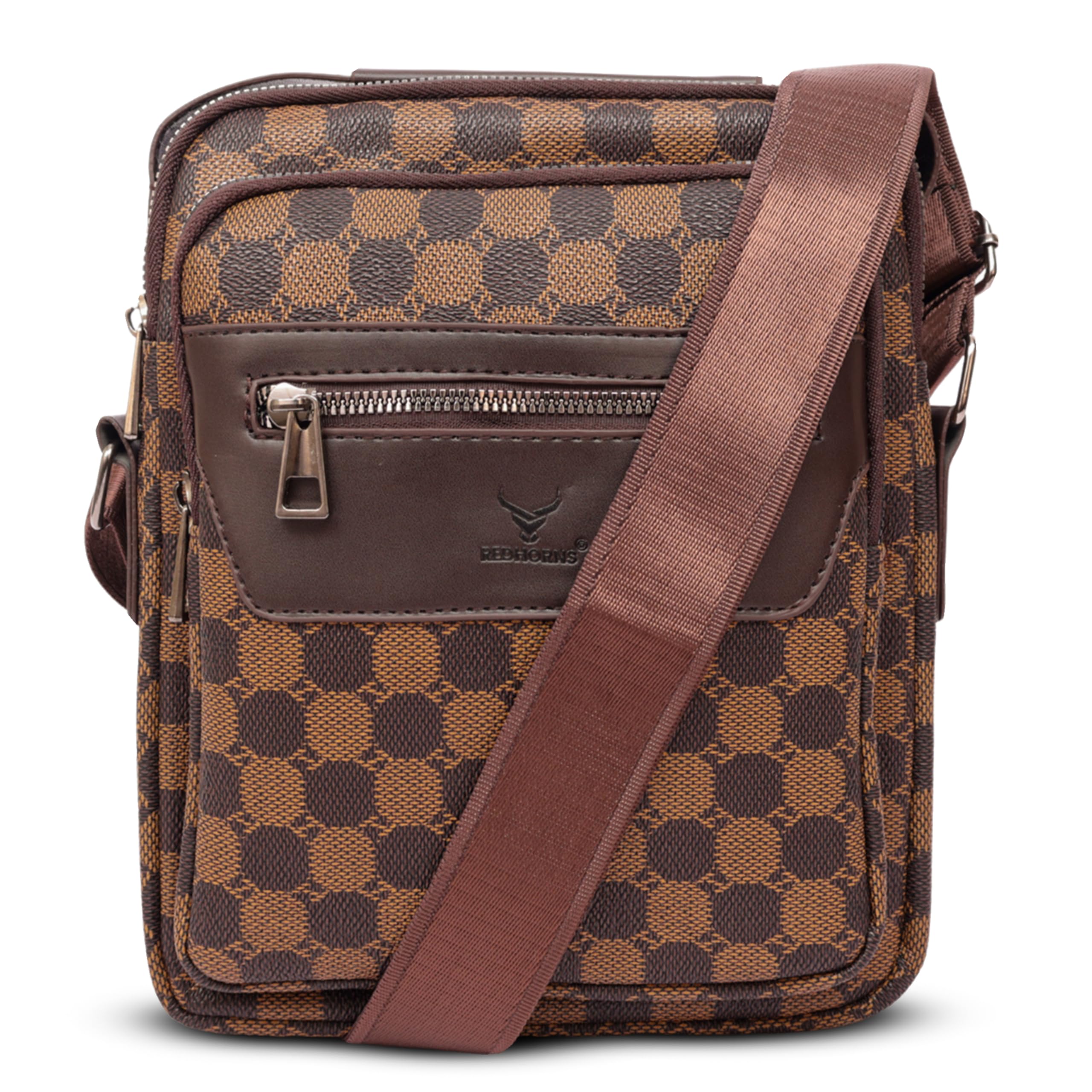 redhorns Faux Leather Printed Sling Bag for Men and Women Cross Body Shoulder Bag With Adjustable Strap, Travel Business Messenger Bag with 5 Zipper Pockets-picture-23
