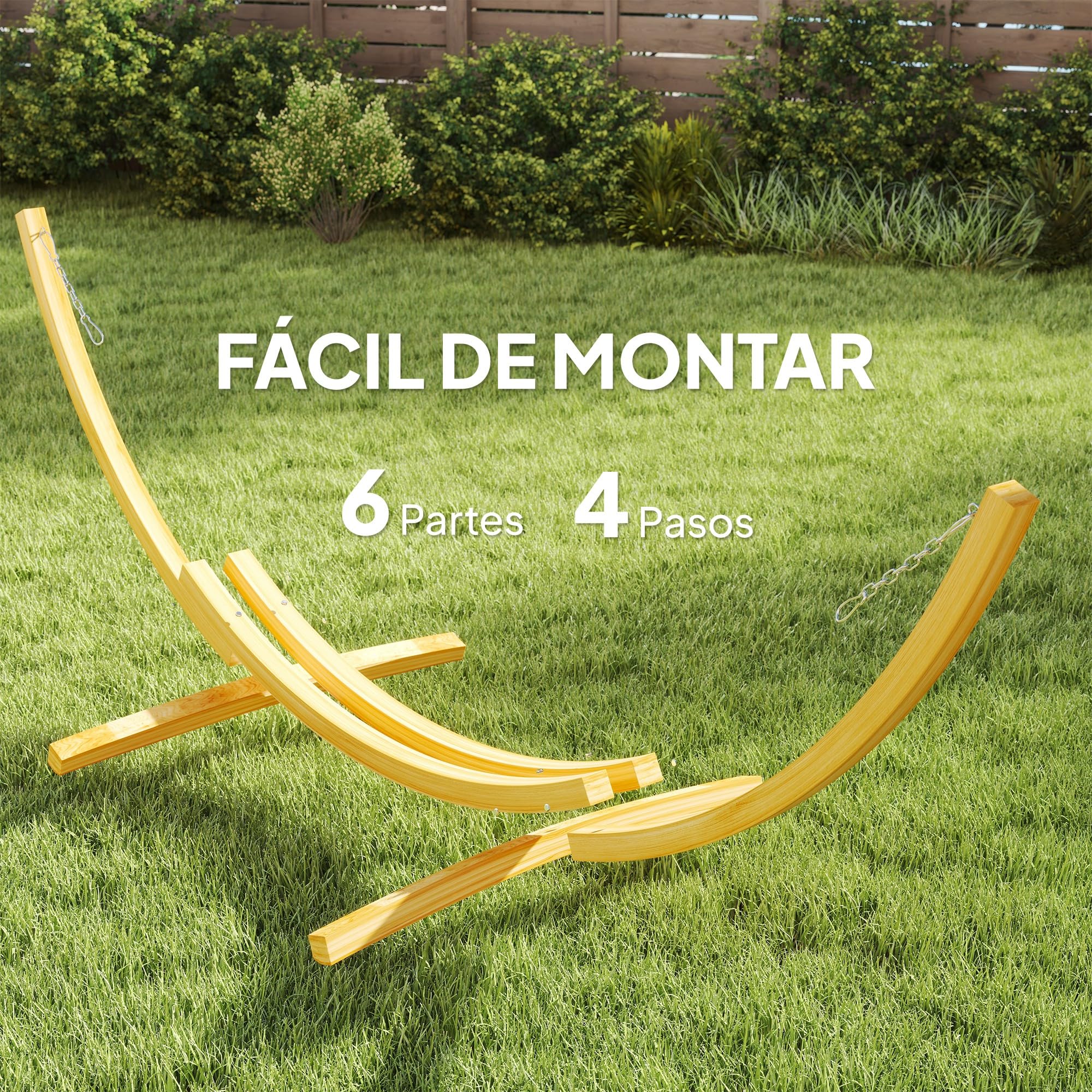 Outsunny Soporte para Hamaca de Madera 325x120x118 cm Estructura para Hamaca Carga 120 kg para Jardín Terraza Balcón Natural