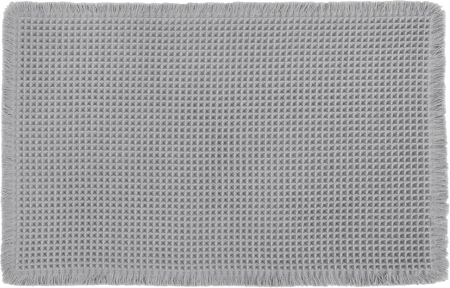 Hiasan Waffle Bath Mat, Super Absorbent Non Slip Bathroom Boho Rug with Tassels, Machine Washable Bath Mats for Bathroom, Ultra Soft Rubber Backed Rug, Grey, 24 x 60 Inches