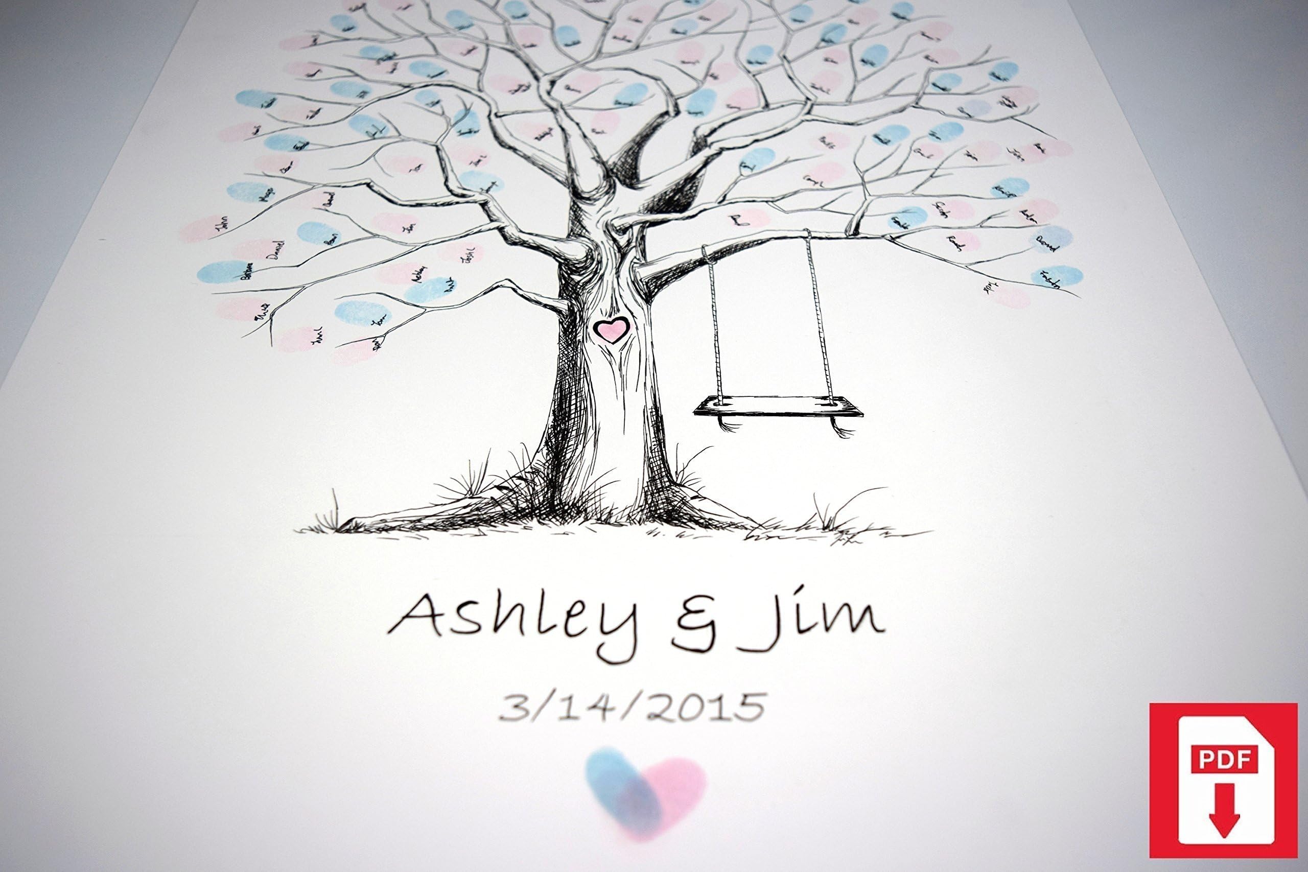 DIGITAL FILE - Fingerprint Tree custom wedding guestbook - Original thumbprint guest book alternative (Digital PDF Copy)