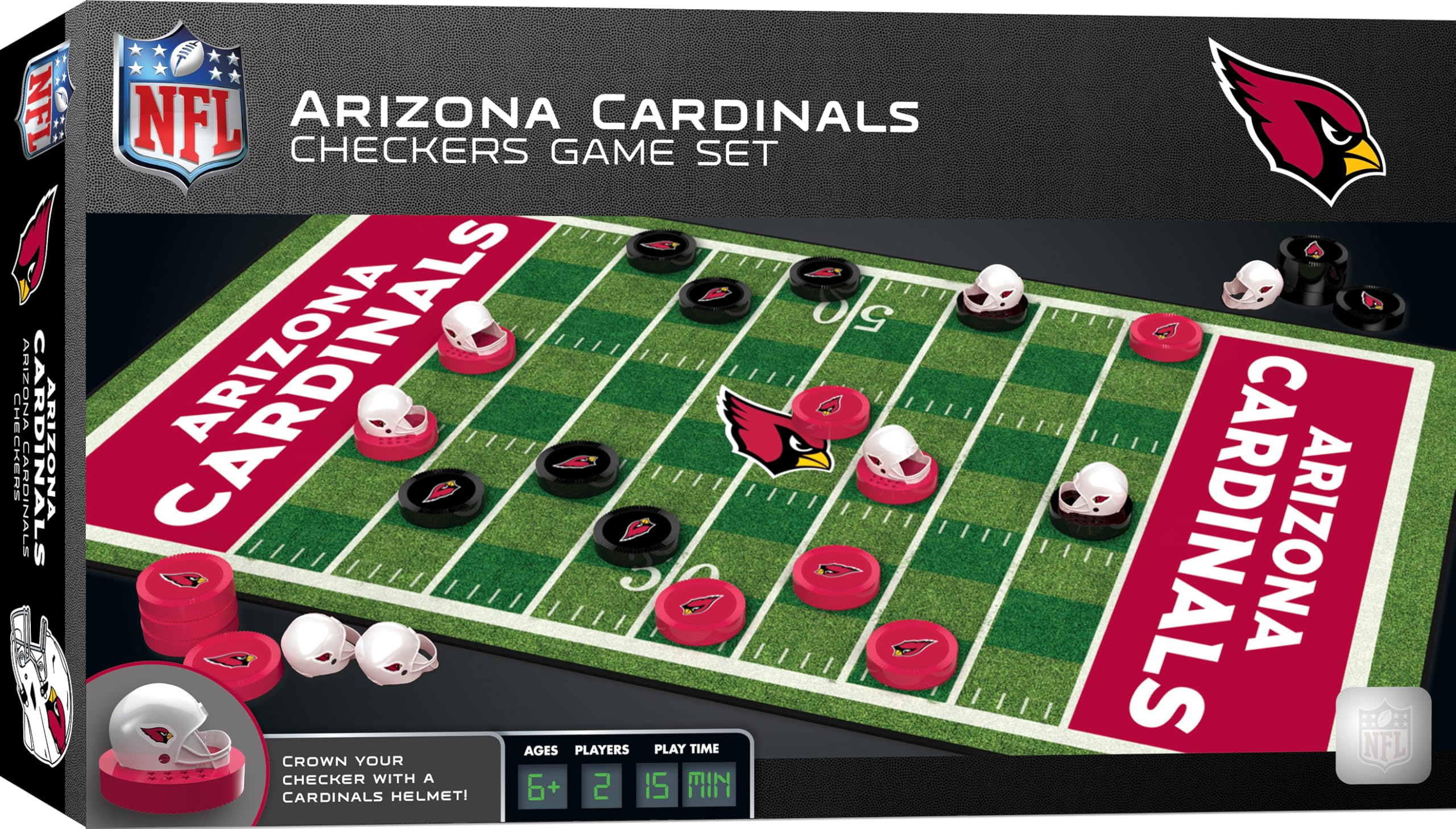 MasterPieces - NFL Checkers, Officially Licensed Arizona Cardinals Football Board Game for 2 Players, Family Fun for Kids & Adults