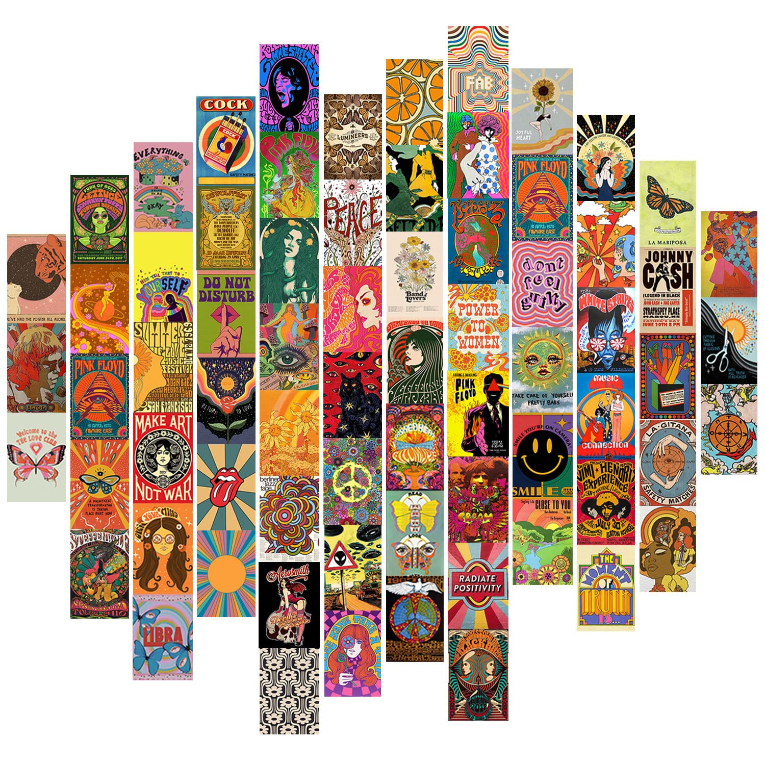 Buy 70Pcs Retro Vintage Hippie Trippy Wall Collage Kit Aesthetic