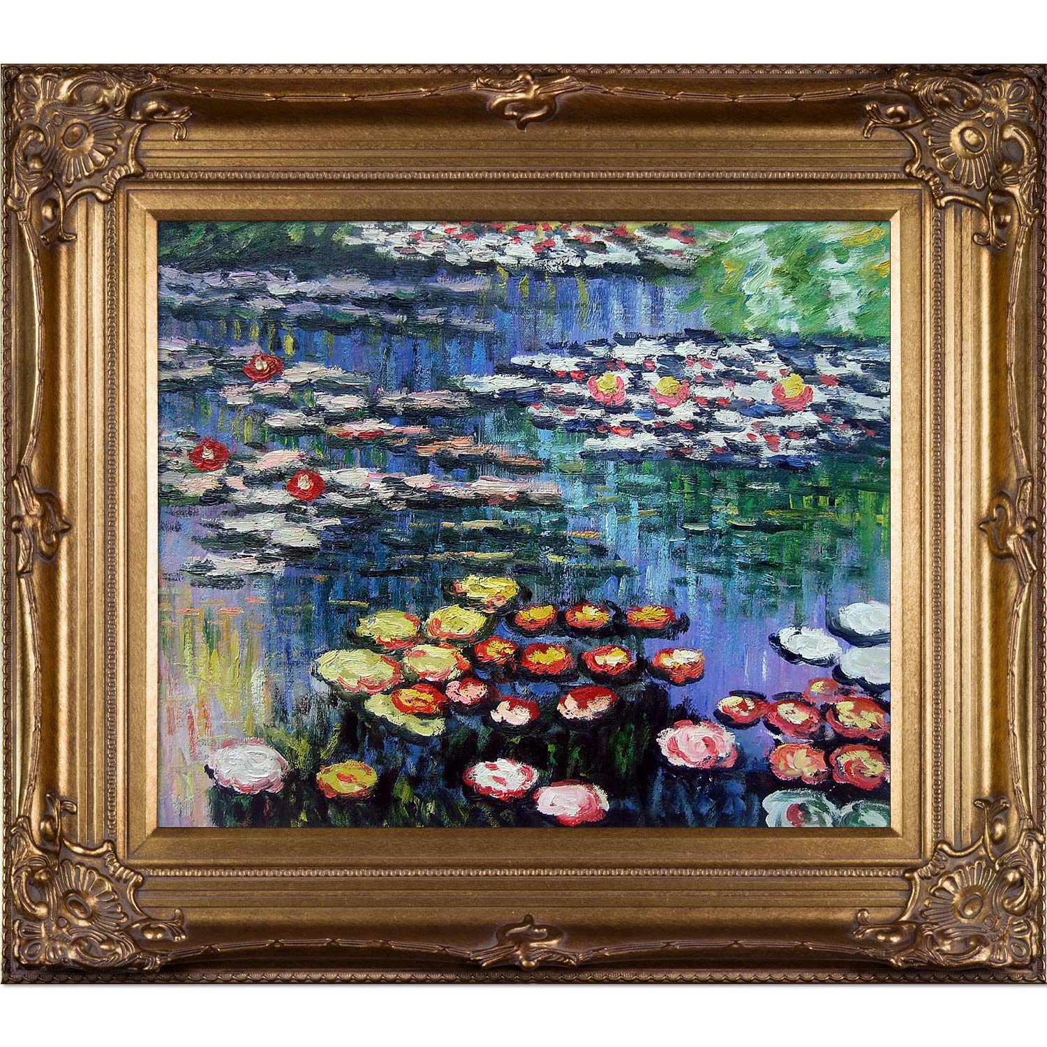 Amazon.co.jp: クロード・モネの睡蓮の手描き複製(ピンク)額入り油絵